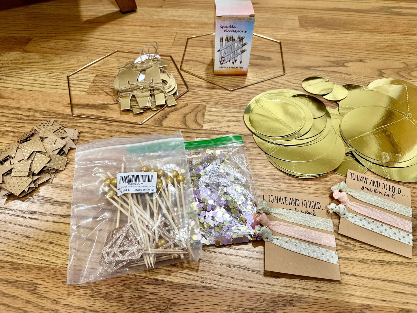 #198- Bridal Shower Decor Bundle (Mostly gold/pink)