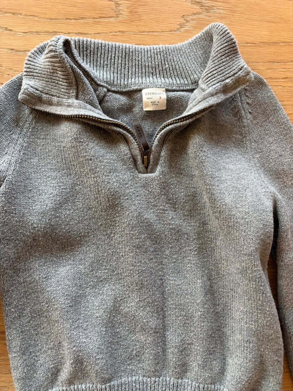 #158 Boys Size 3T Gray Crewcuts Quarter Zip Sweater