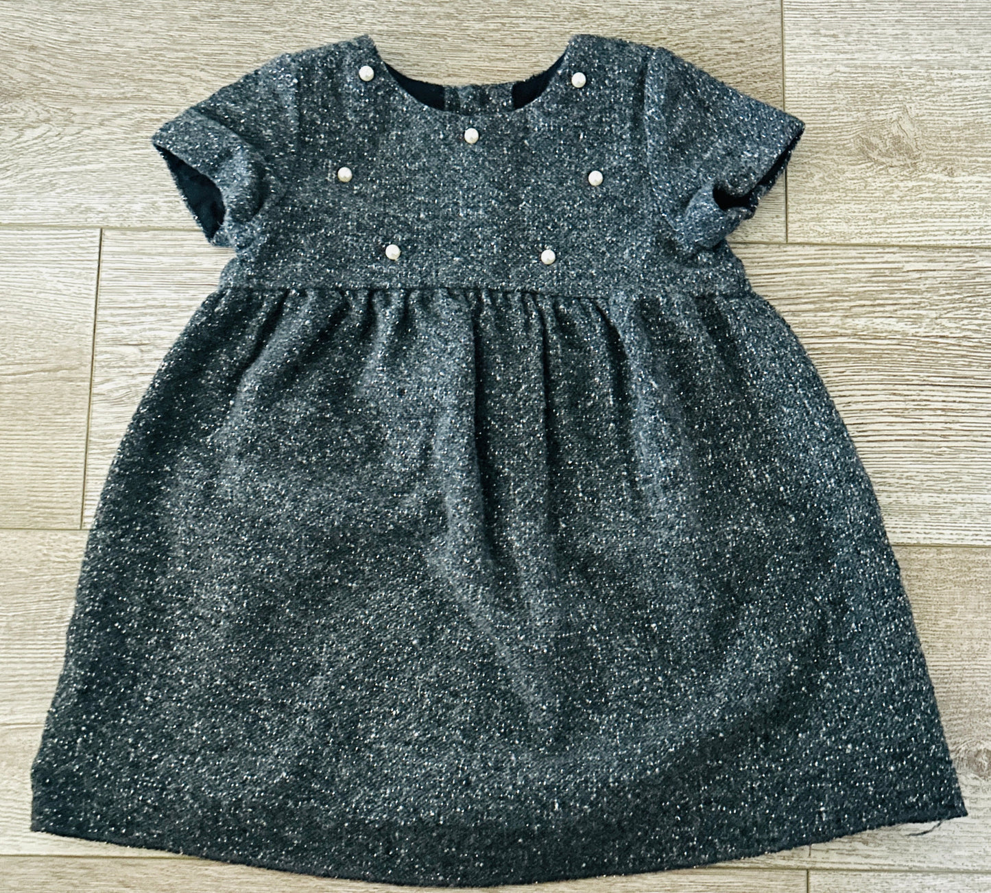 #15 Zara 2/3 Gray/Silver Shimmer Dress with Pearl Detailing