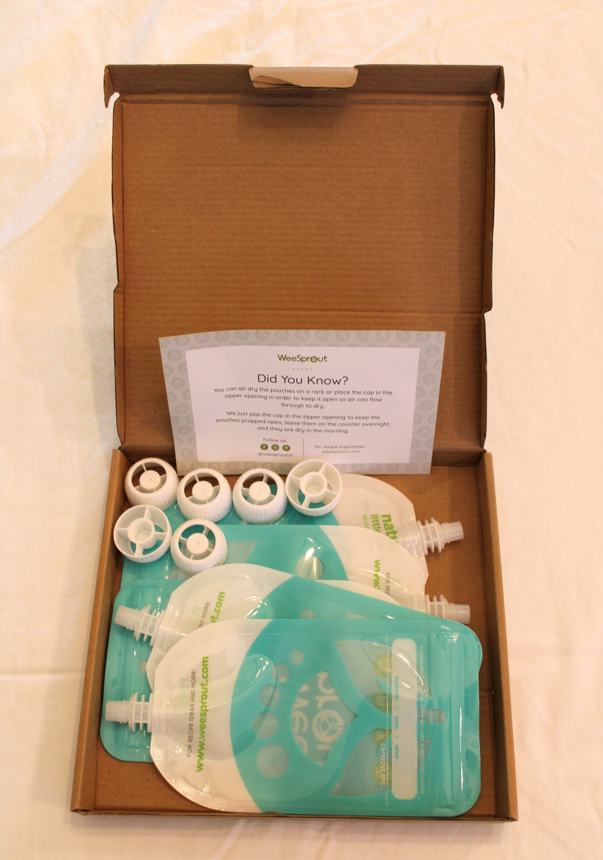 #168 WeeSprout reusable food pouches - set of 6 - new in box