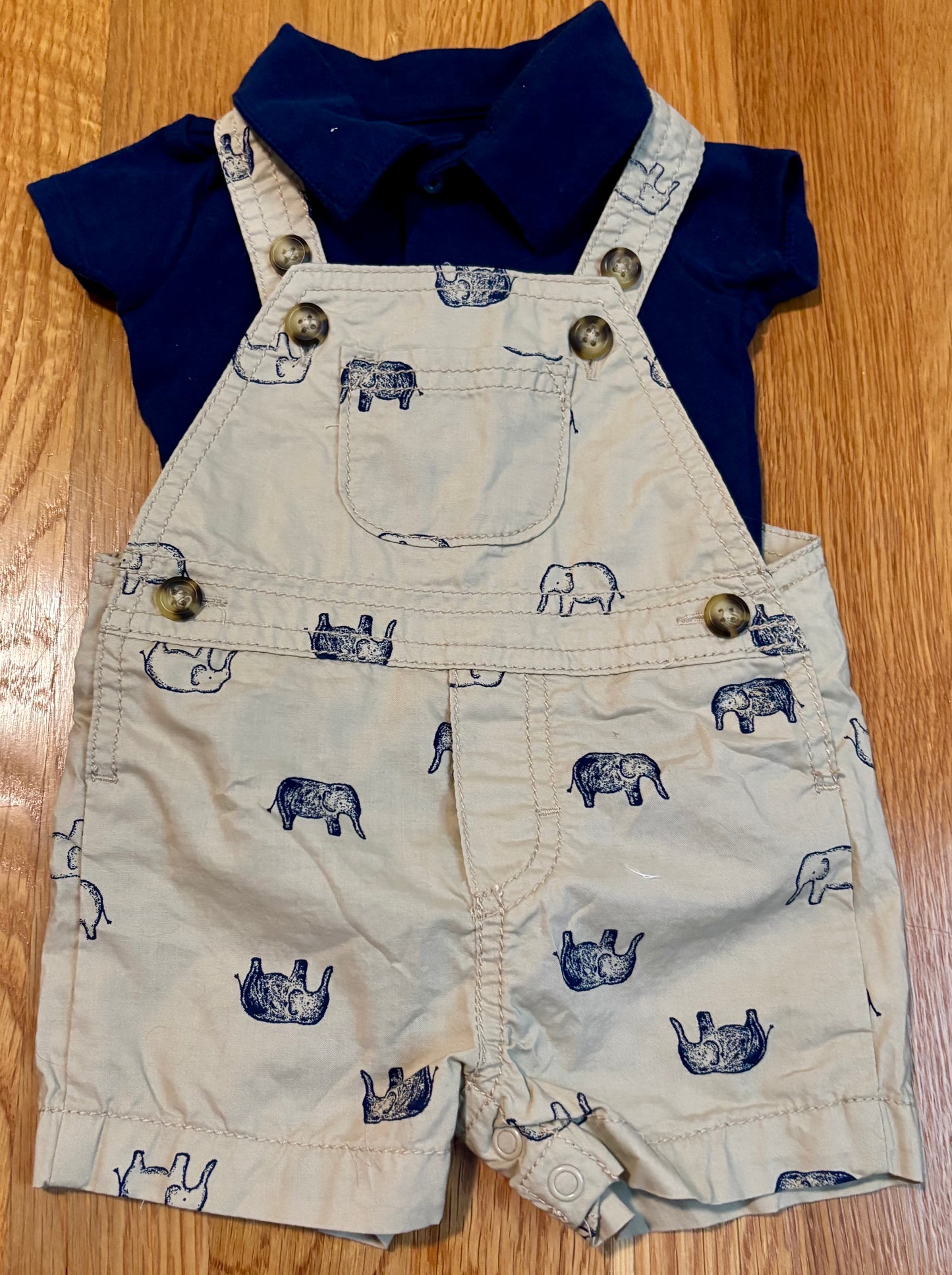 Seller #139 Carter's Elephant Overalls and Onesie 3M