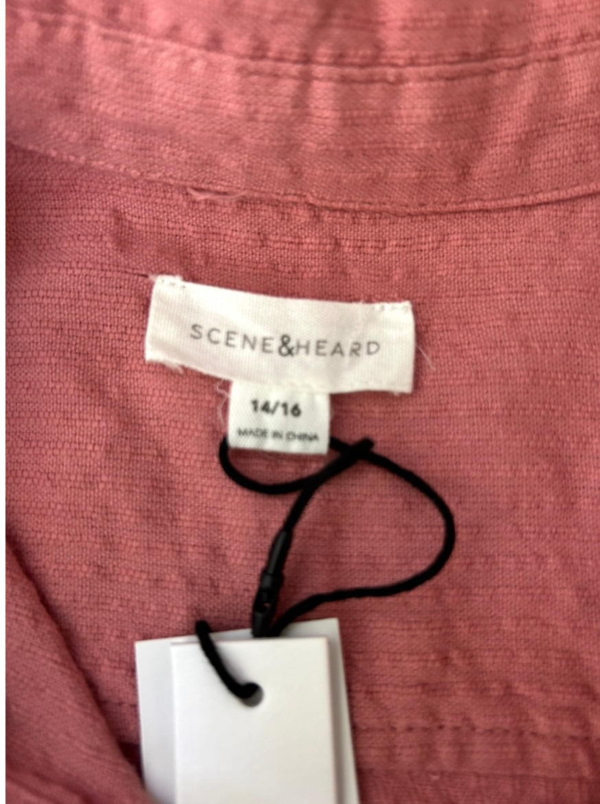 #200 Boys 14/16 NWT short sleeve pink button down