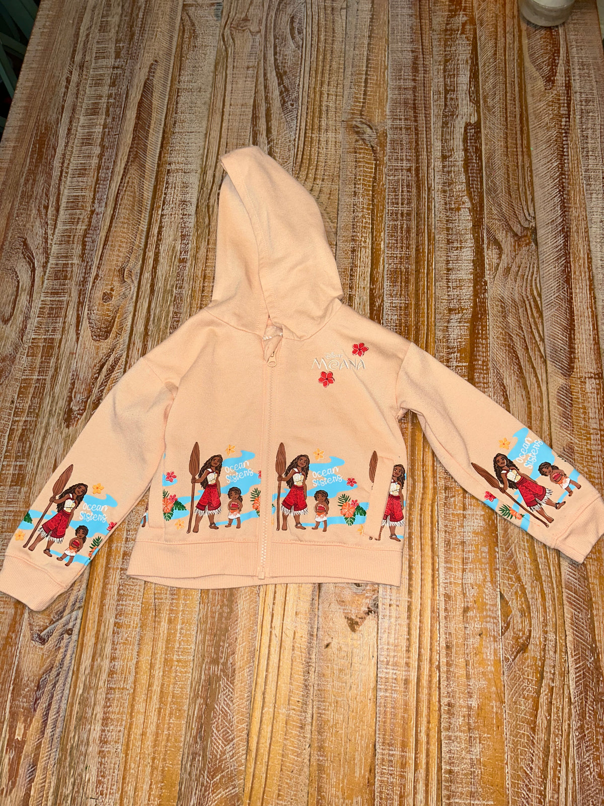 #4 Disney Moana Orange Zip-Up Hoodie Girls 4T