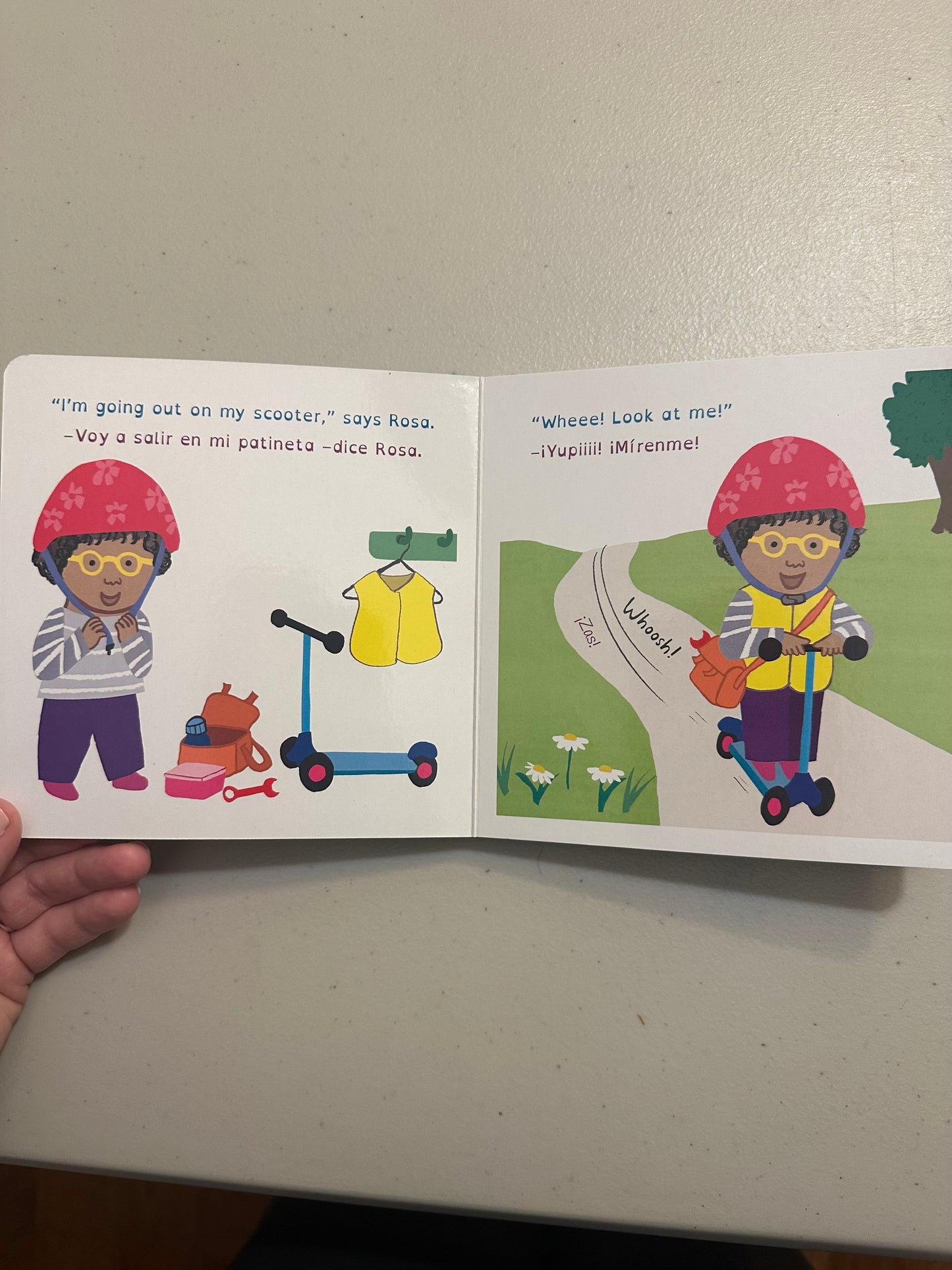 #85 Rosa Rides a Scooter Spanish Board Book