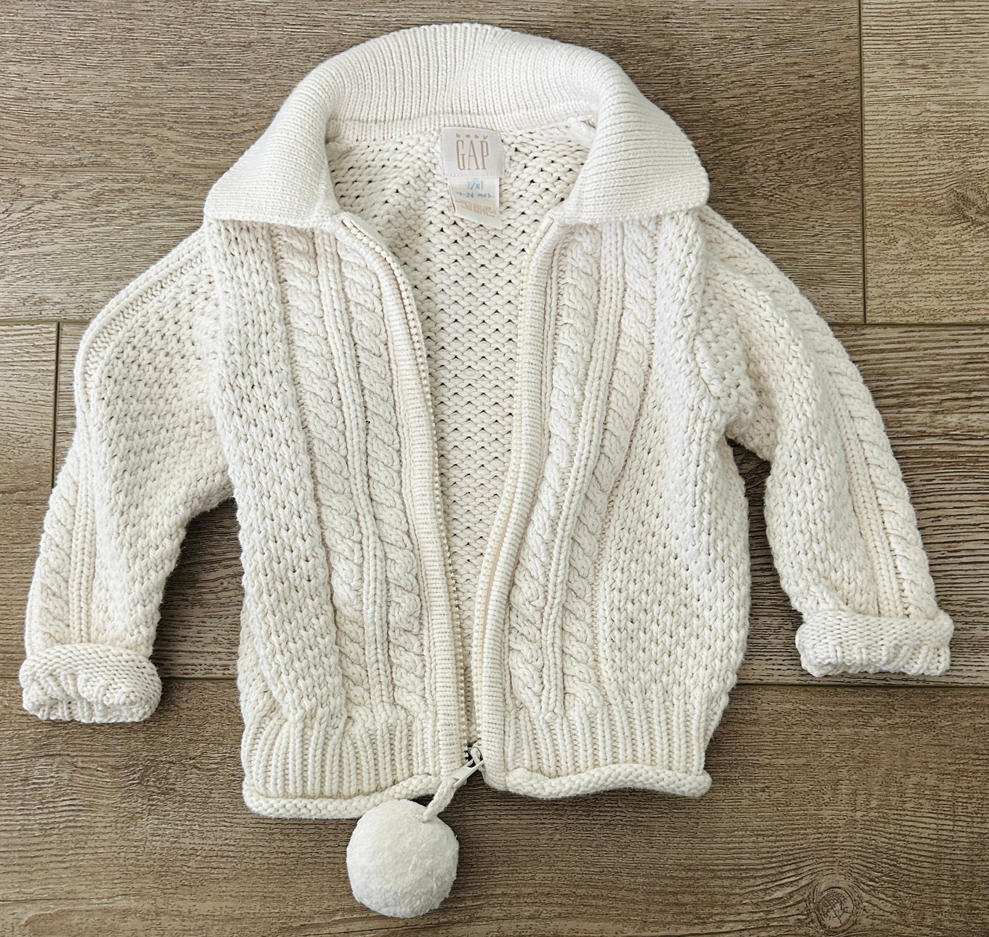 #15 Gap (fits like 12-18m) Zippered/Collar Cable-Knit Sweater