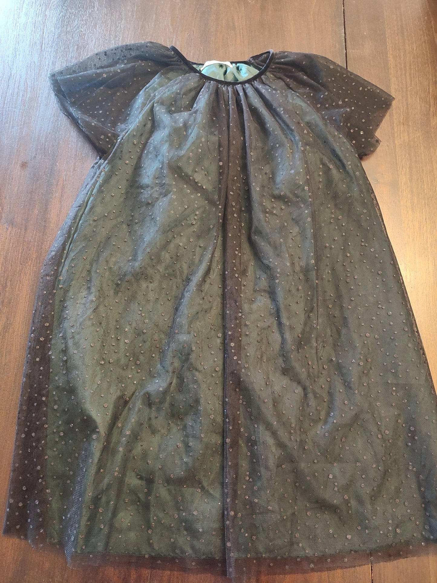 Seller 185: Zara Girls size 13/14 Green Dress Tulle overlay (ran like a 12)
