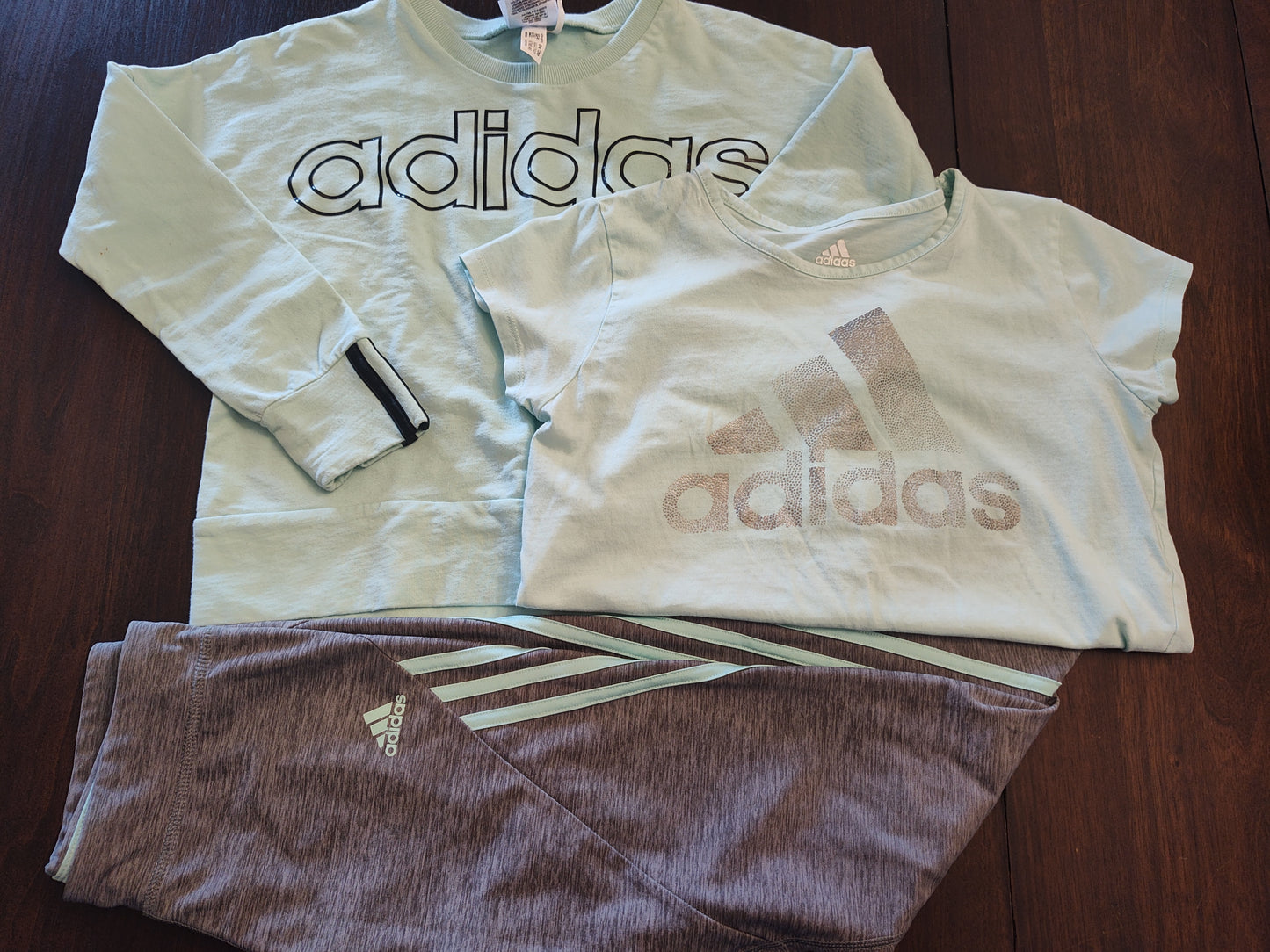 Seller 185: Adidas Girls size 14 outfit with extra shirt size 14 (runs like a 12/14)