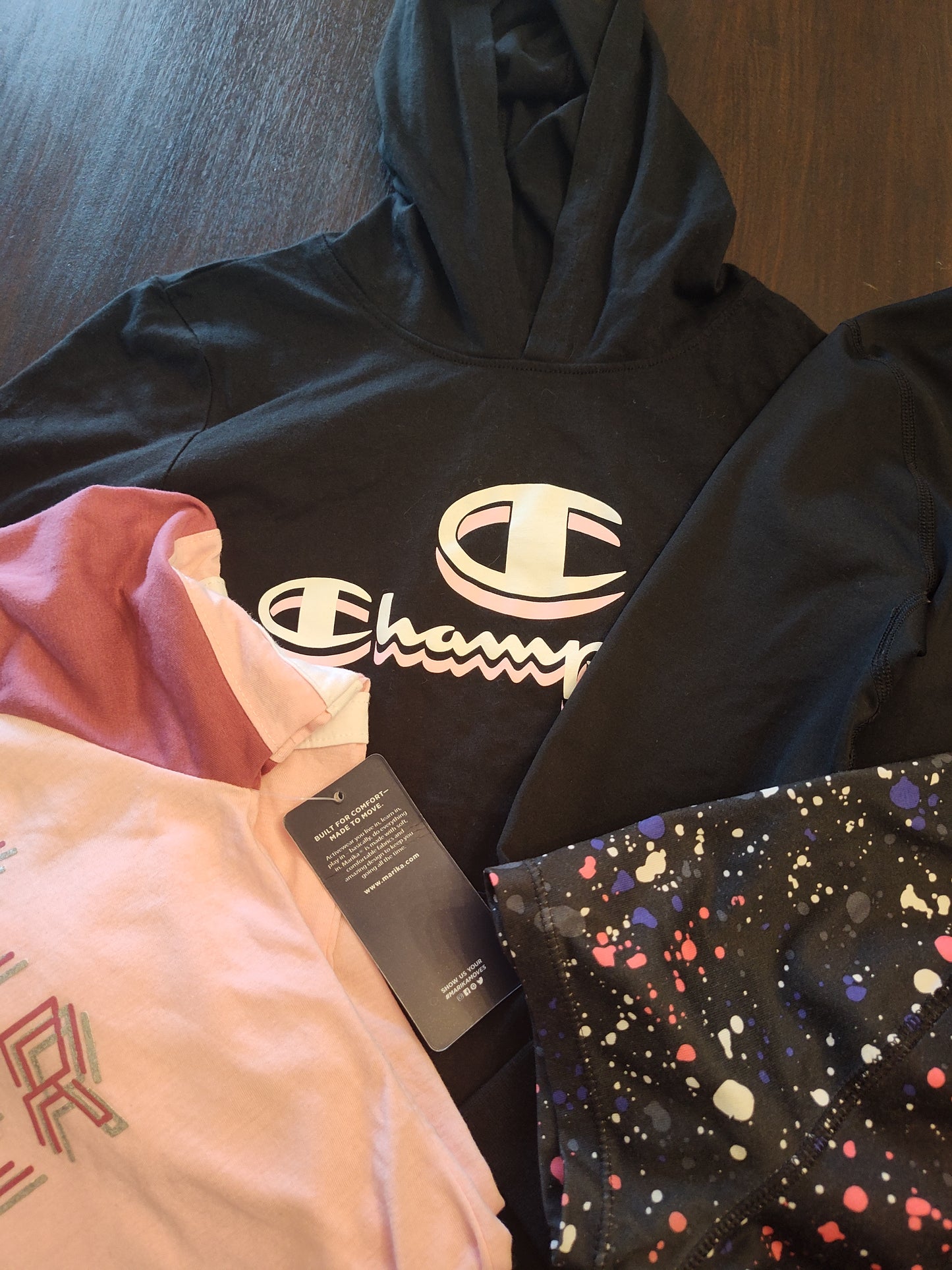 Seller 185: Athletic Brand Girl 14/16 lot: 3 tops, 1 hoodie, 2 leggings
