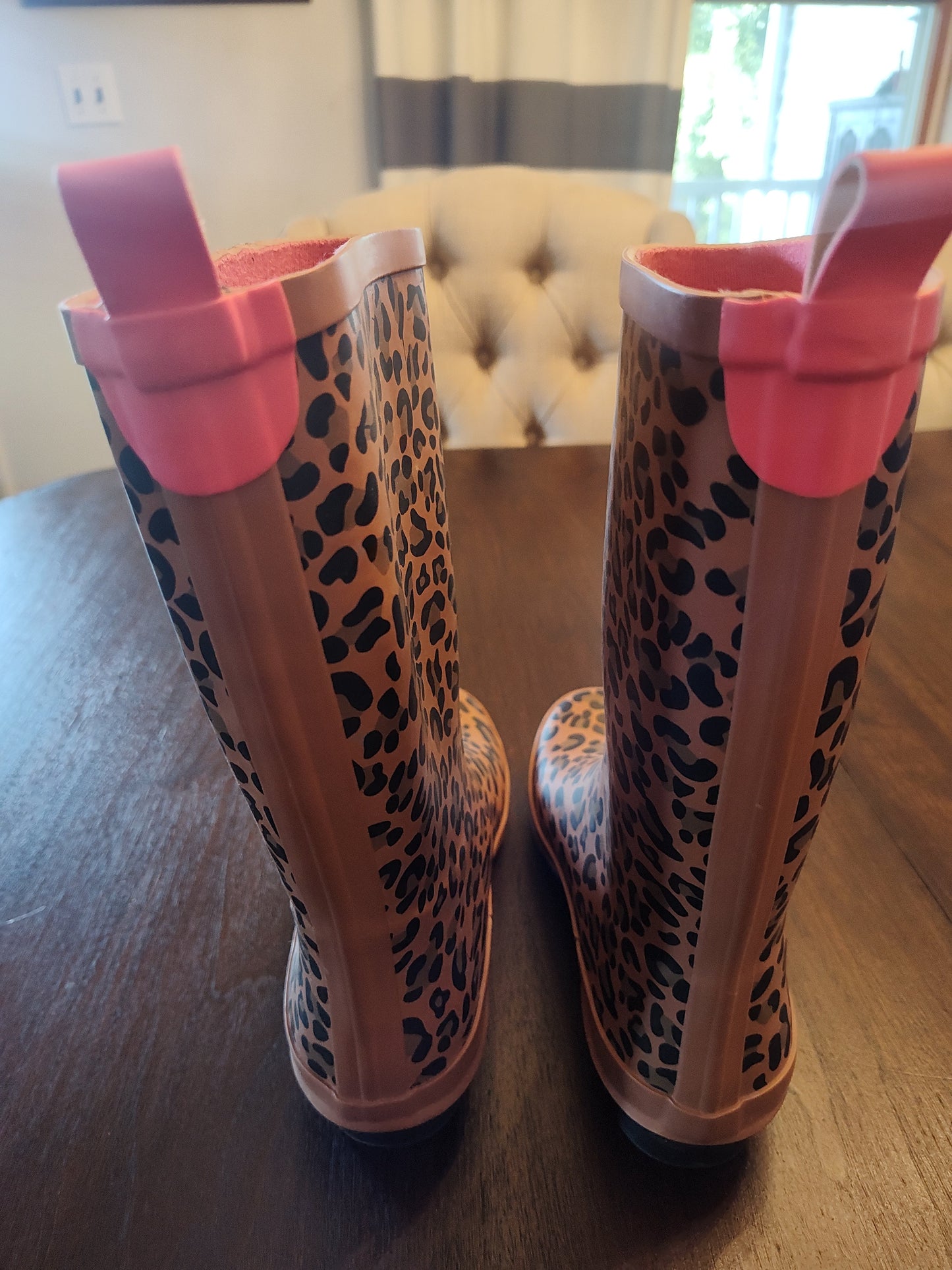 Seller 185: Target Cheetah Rain Boots Girls size 5 youth