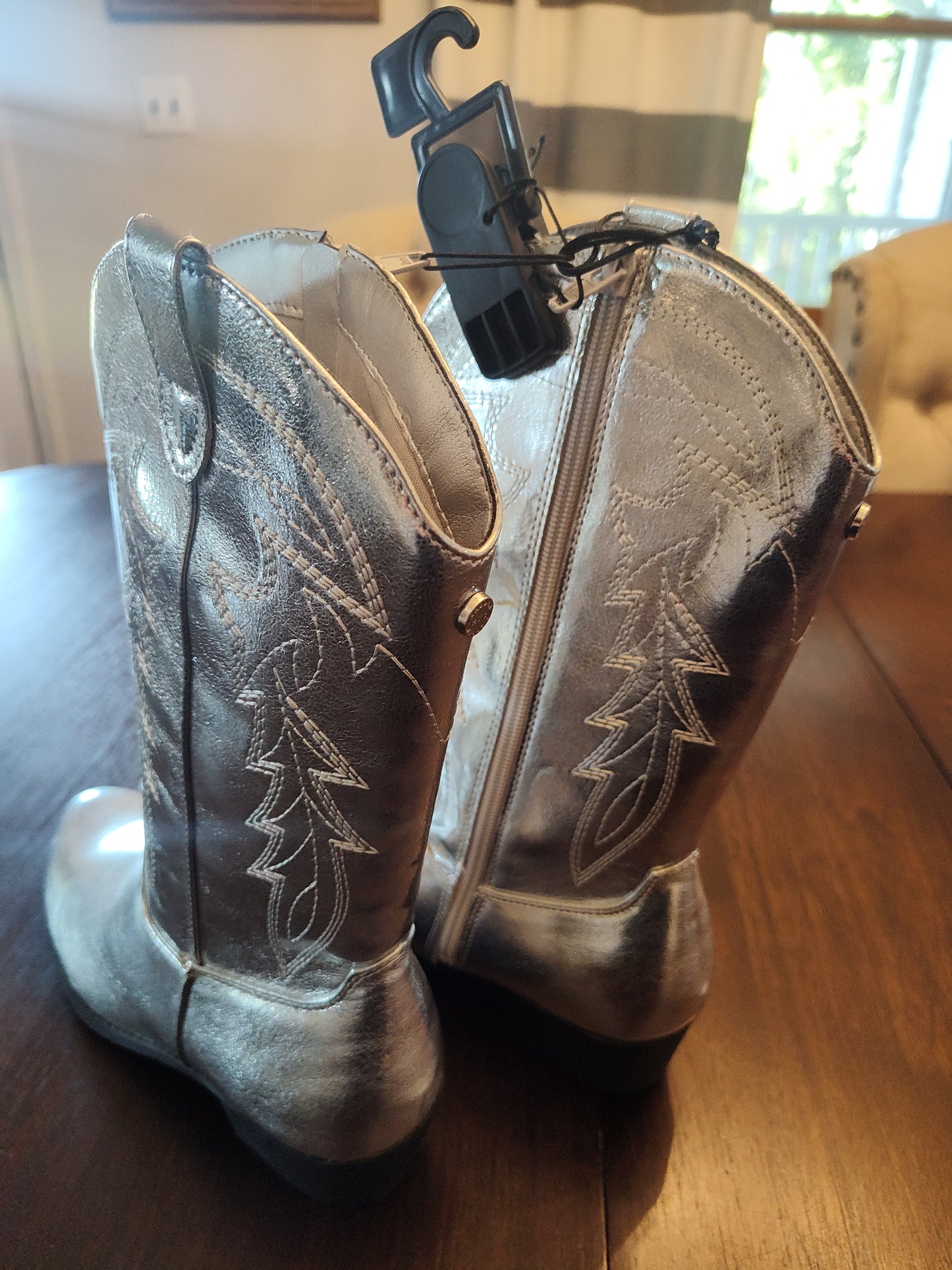 Seller 185: Steve Madden NYC New Silver Cowboy Boots size 6 youth girls