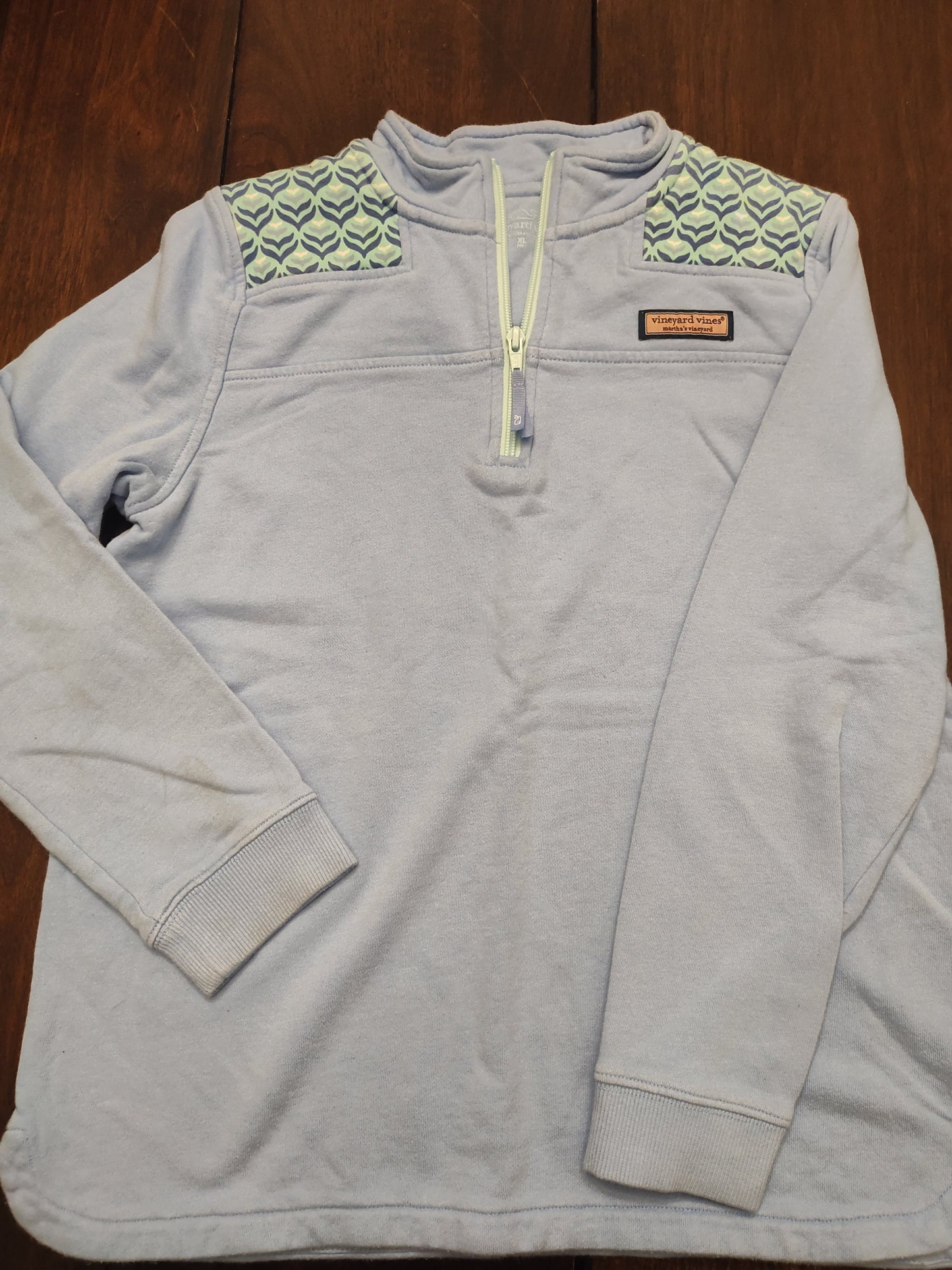 Seller 185: Vineyard Vines Blue 1/4 zip sweater Girls size XL (16)