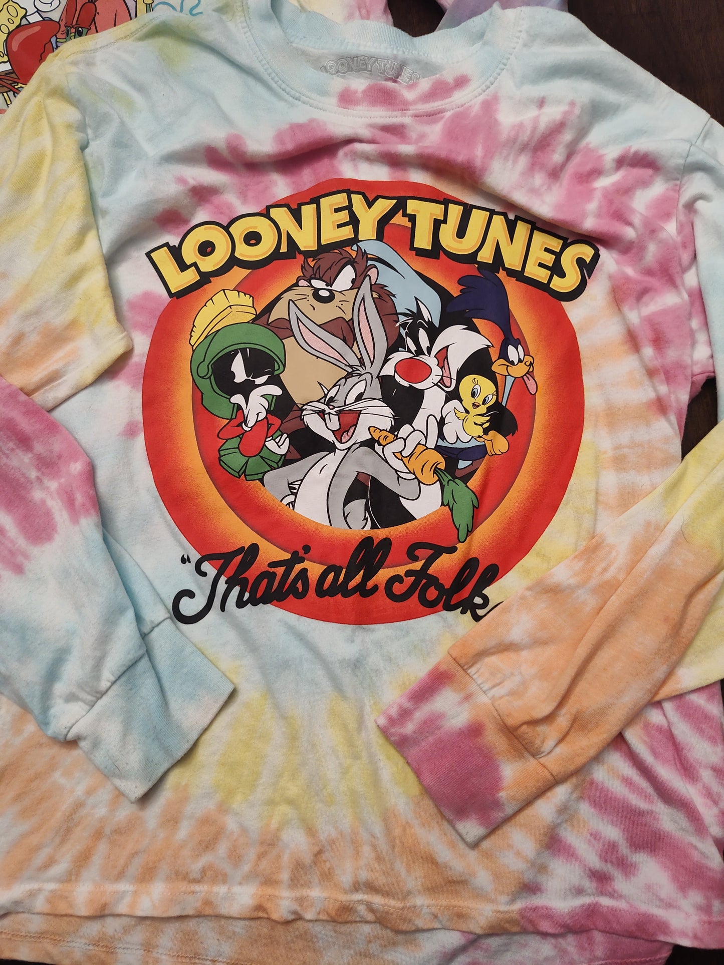 Seller 185: Spongebob and Looney Tunes long sleeve tops Women's Medium