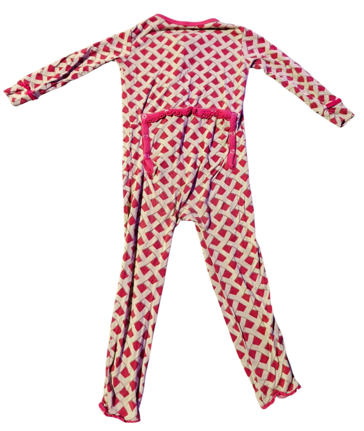 #7 Kic Kee Footless Bamboo Sleeper, pink & cream, 2T