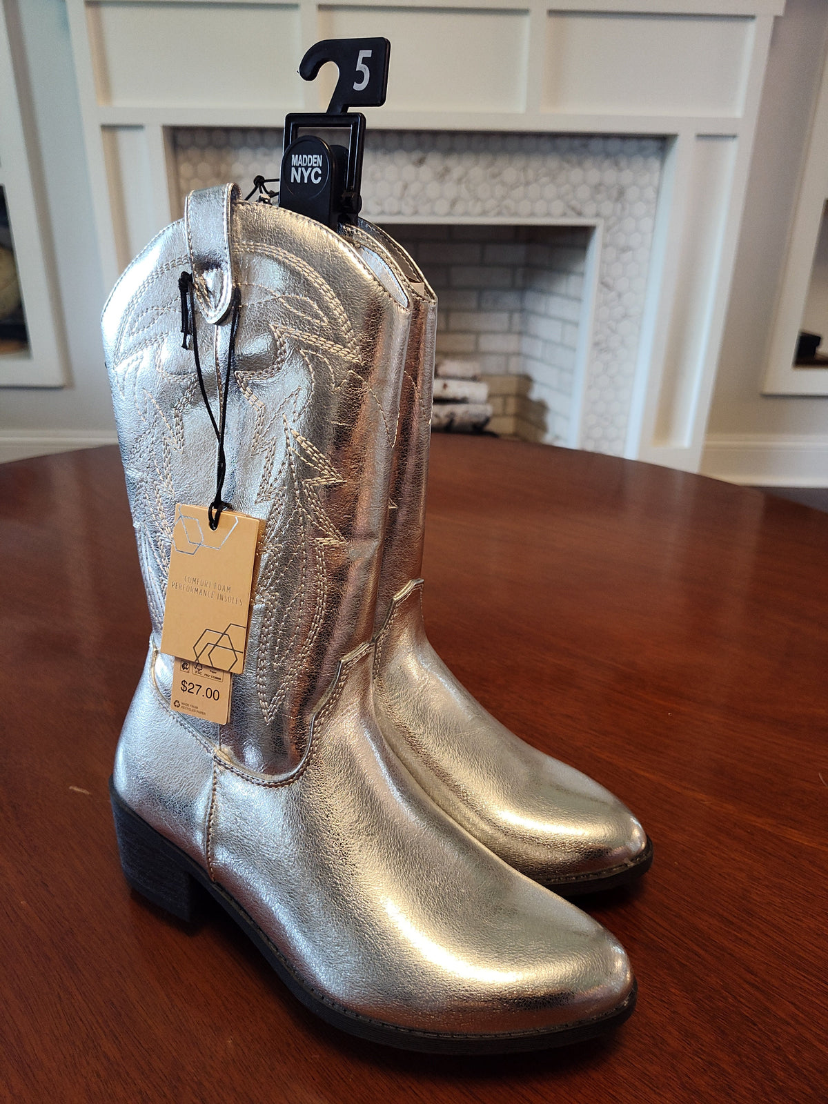 Seller 189: Madden NYC Silver Cowgirl Boots size 5 youth new