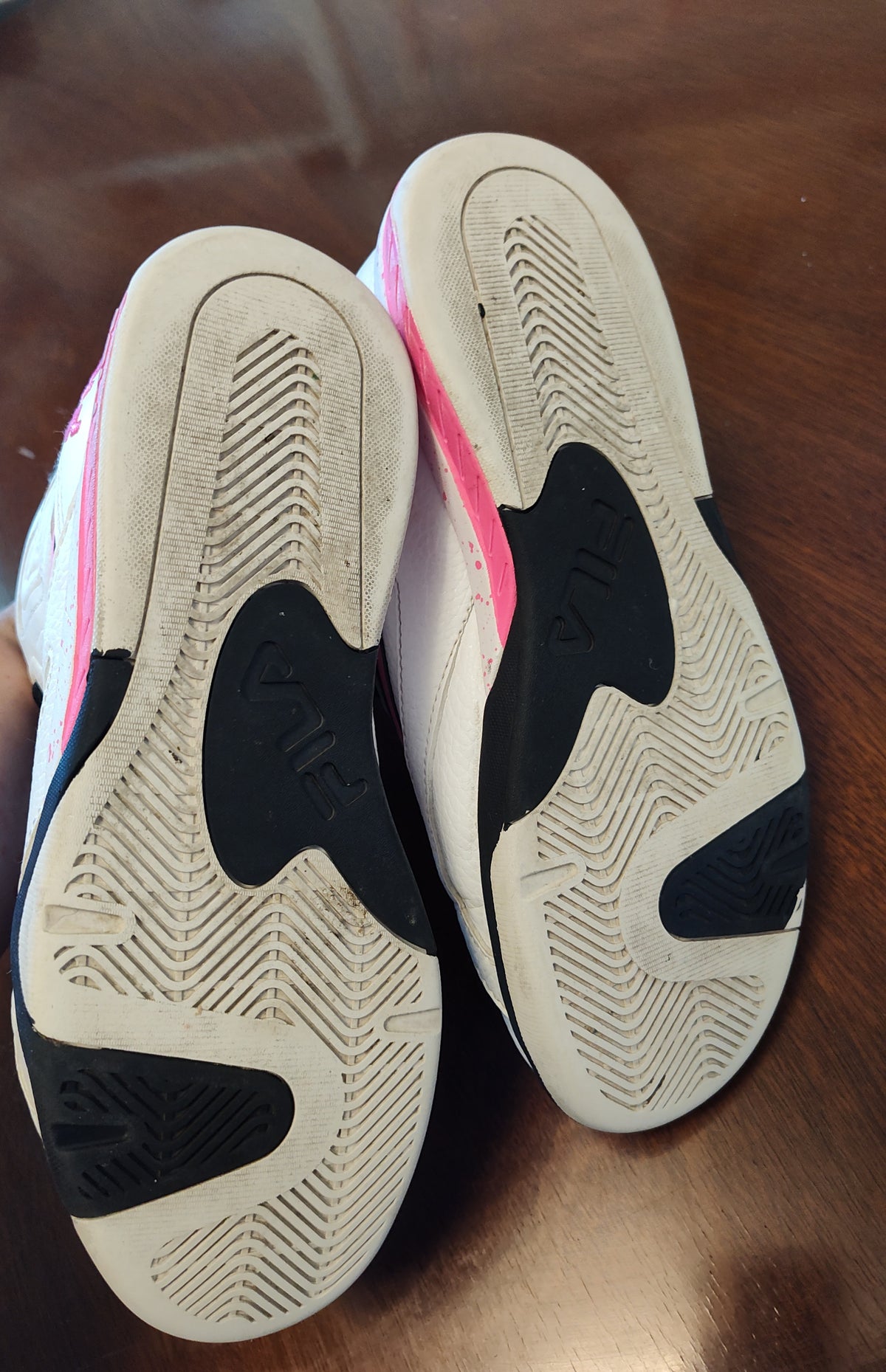 Seller 189: Fila High Tops (white/pink/black) women's size 7.5