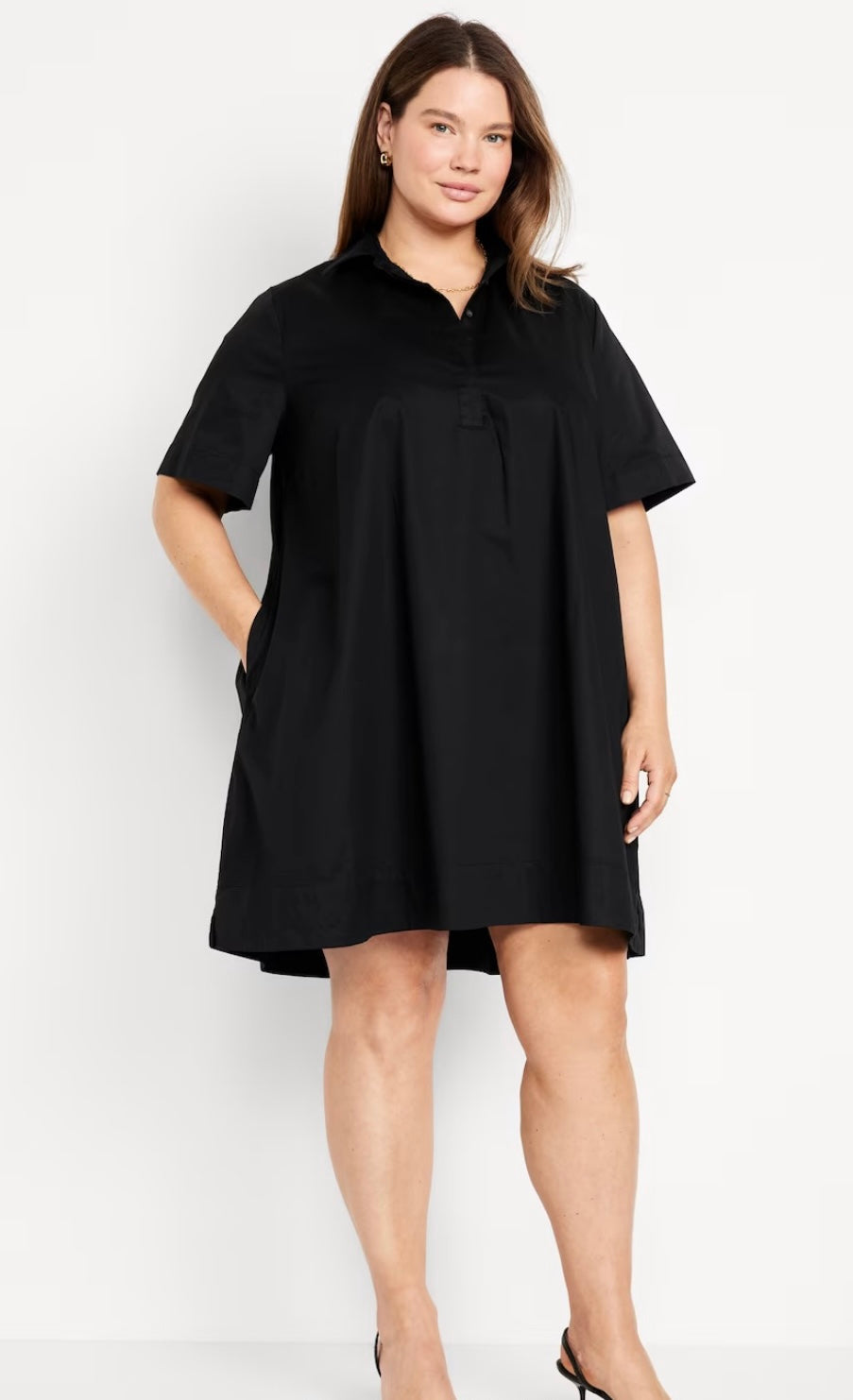 Seller 189 Women's Large Old Navy Mini Swing Shirt Dress NWT