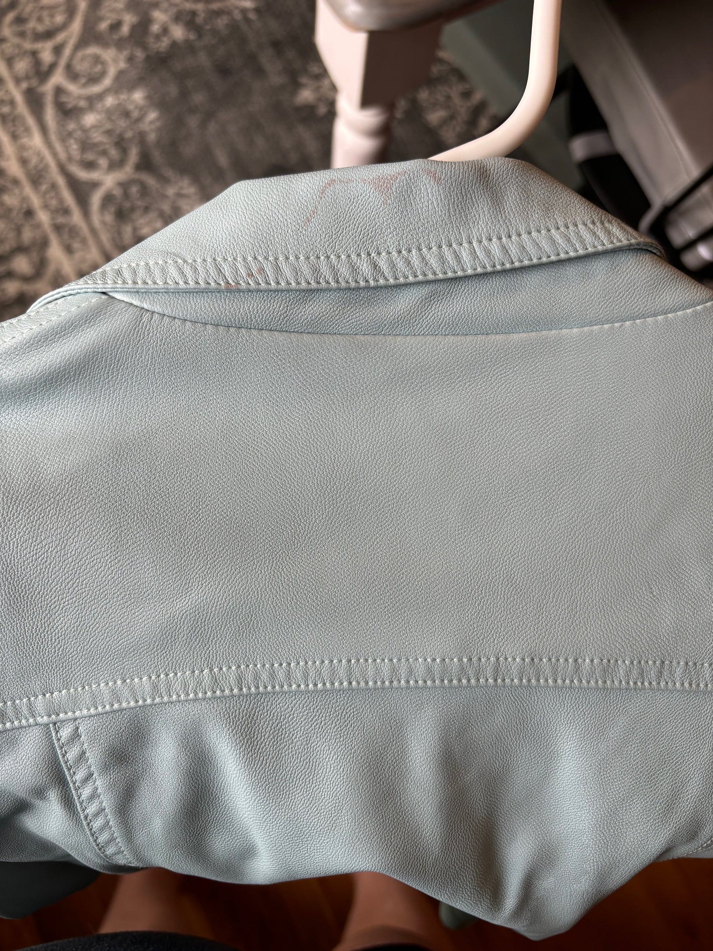 #70 Women's Gianni Bernini faux leather moto jacket size small VGUC