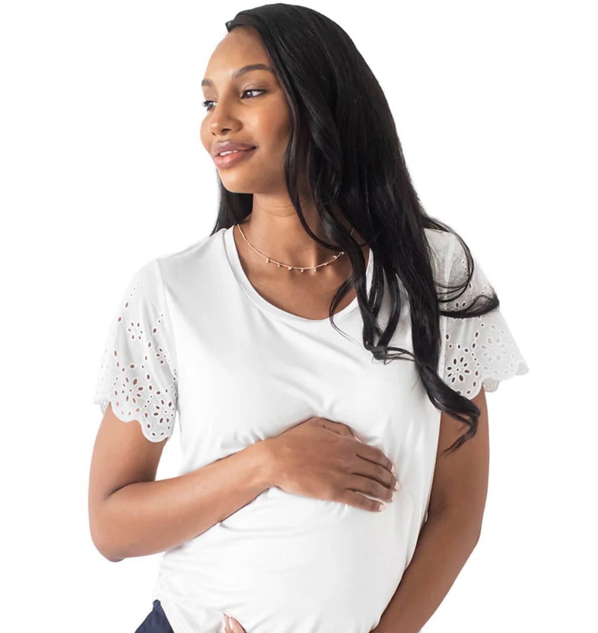 Seller 189 Women’s XL Kindred Bravely Navy Everyday Eyelet Maternity & Nursing T-Shirt EUC