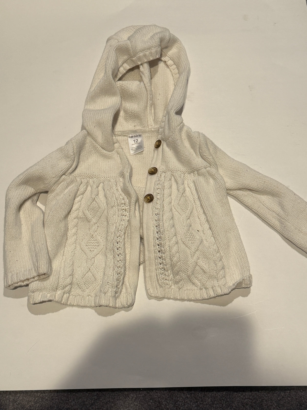#170 Carters off white cardigan sweater girls 12 months