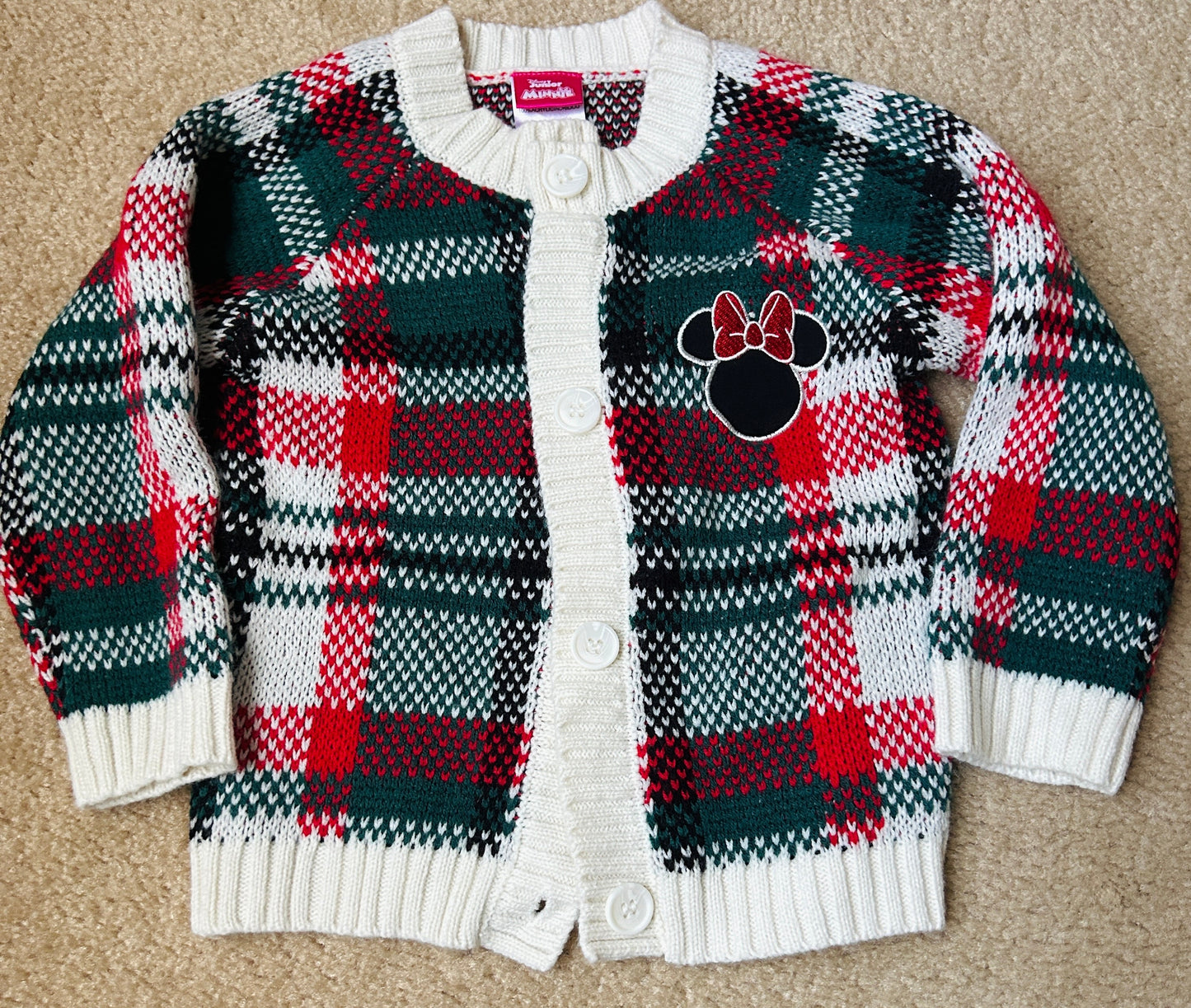 #15 *Reduced* 2t Minnie Holiday Plaid Cardigan VGUC