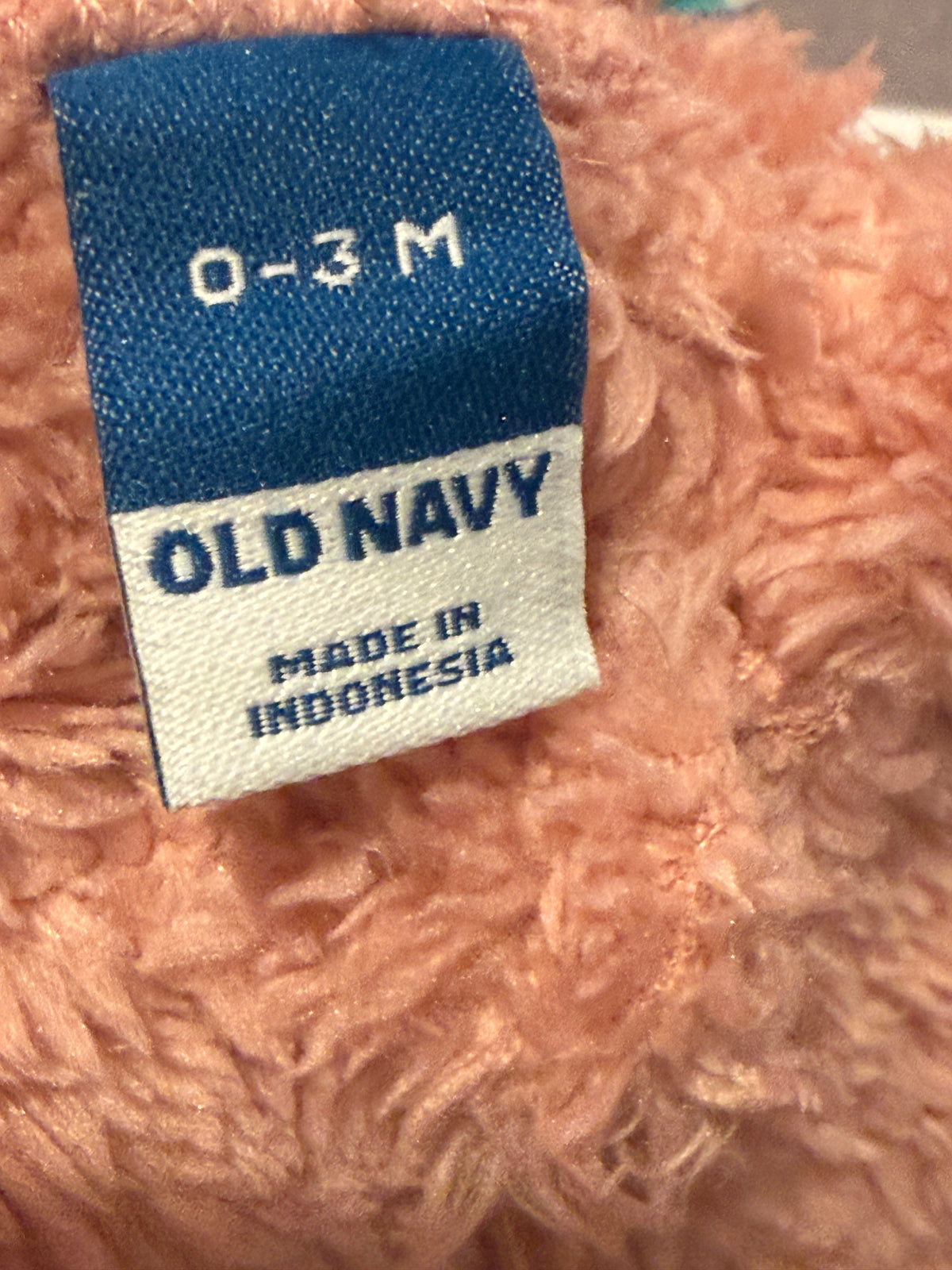 #170 Old Navy Faux Fur Bear ear rose pink hooded one piece zip up NWOT girls 0-3 months (1 of 2)