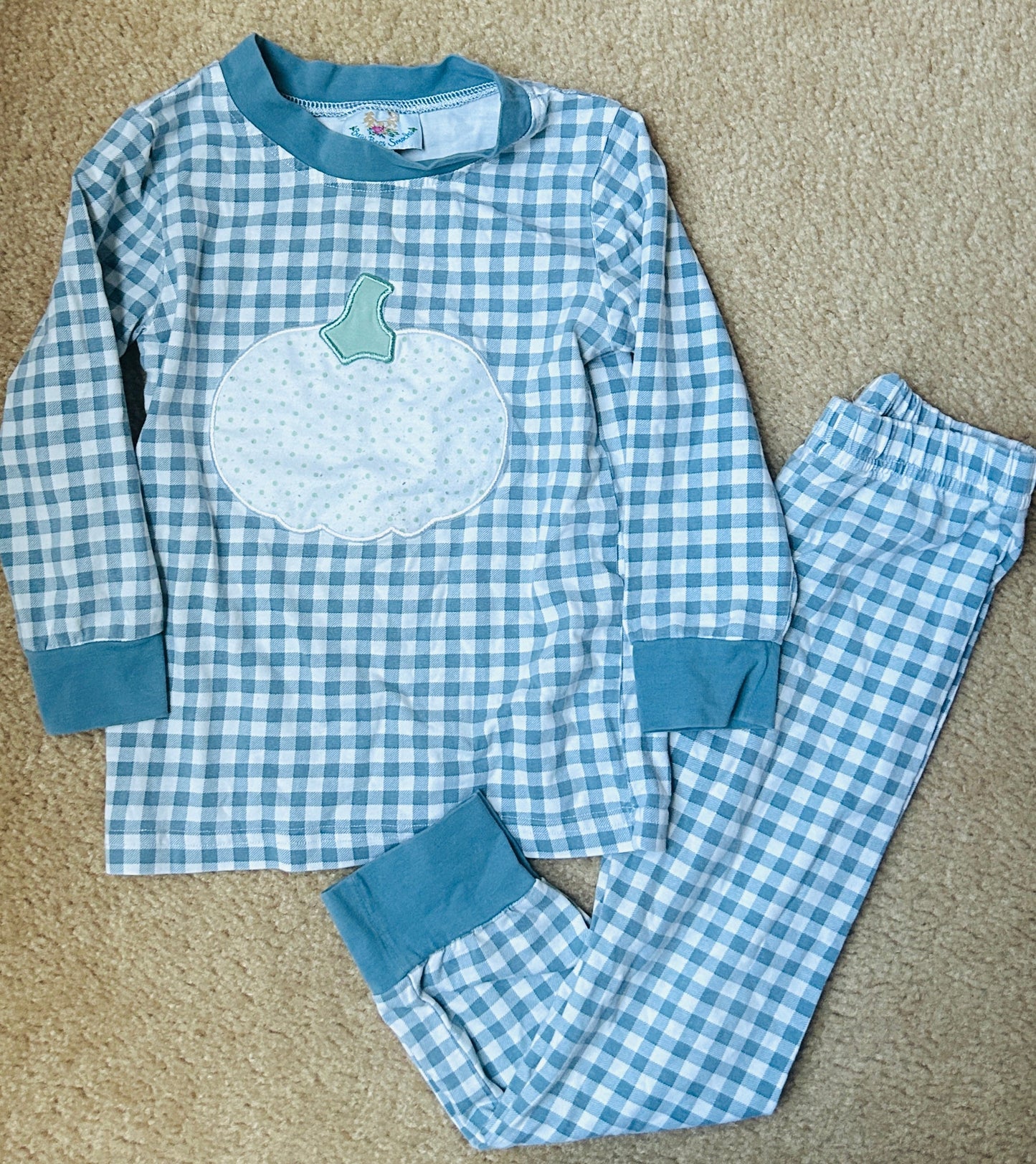 #15 Busy Bee Smocks 24m Pumpkin Gingham Pajamas