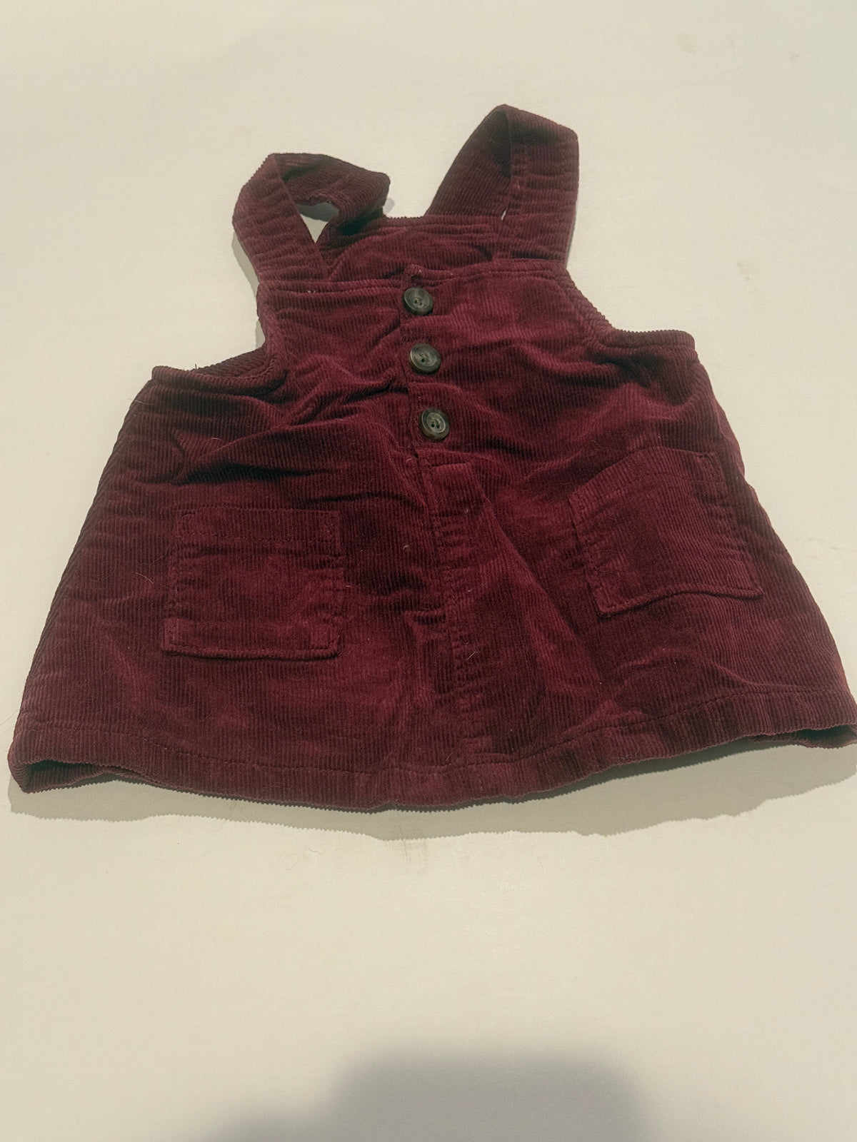 #170 Old Navy burgundy corduroy jumper girls 0-3 months