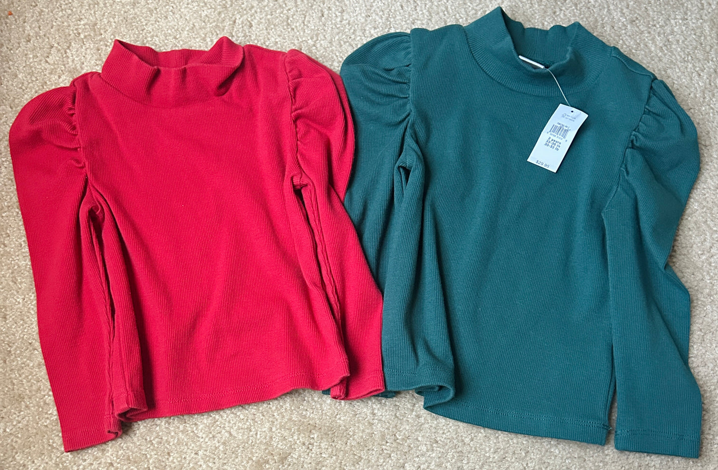 #15 Gap 2Y Ribbed Puff Sleeve Holiday Shirt Bundle
