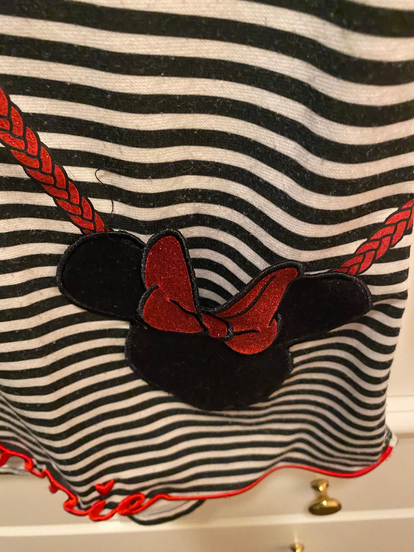 #117, Girls 3T, Disney Minnie Mouse black /white striped dress