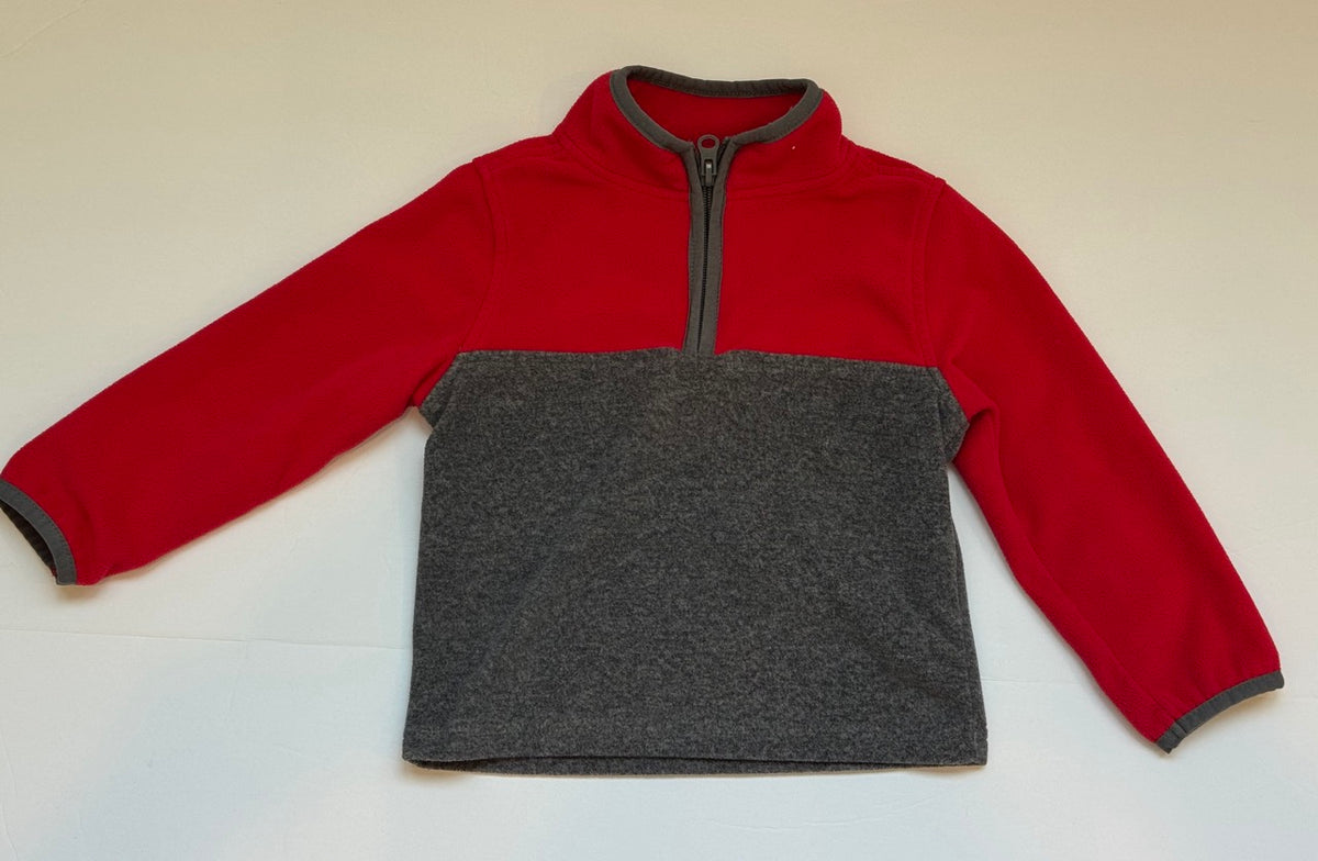 #82 OshKosh B'gosh Red & Gray Fleece Pullover Gender Neutral Size 2T