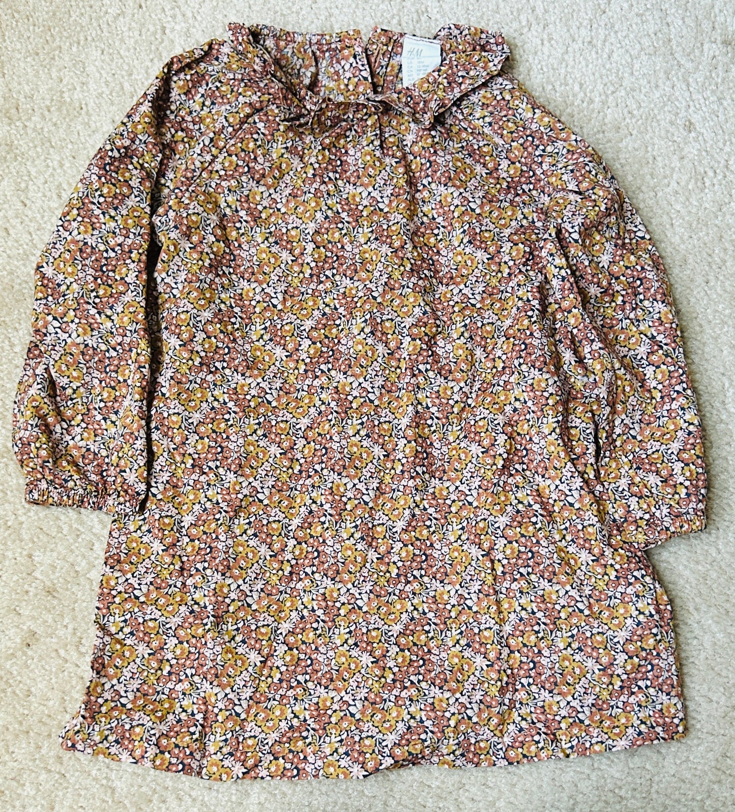 #15 *Reduced* H&M 18m Ruffle Neck Fall Floral Dress (buttons all along backside)