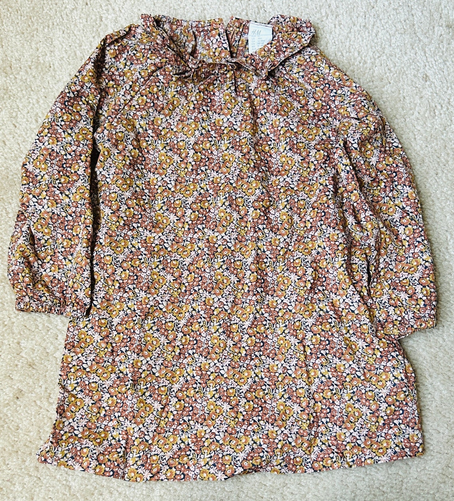 #15 H&M 18m Ruffle Neck Fall Floral Dress (buttons all along backside)