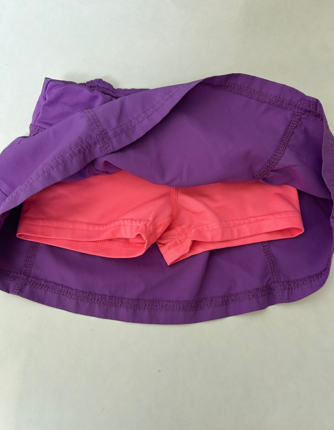 #200 Girls size 4-5 purple skirt with pink undershort