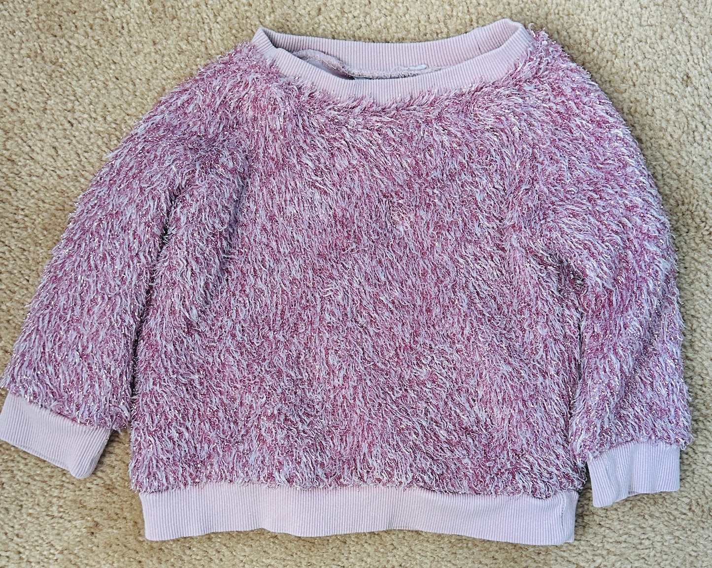 #15 *Reduced* Pippa and Julie 2t Metallic Pink Shag Sweater
