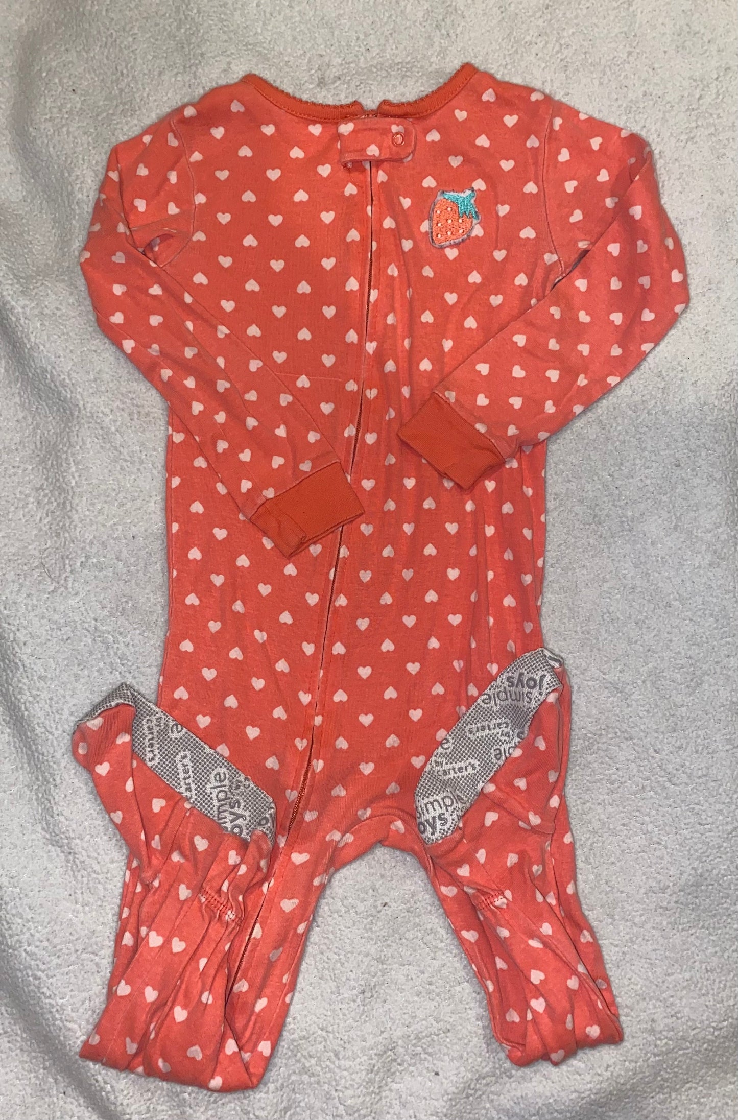 Seller #191 2t Carter's Pink Heart/Strawberry Footie PJs