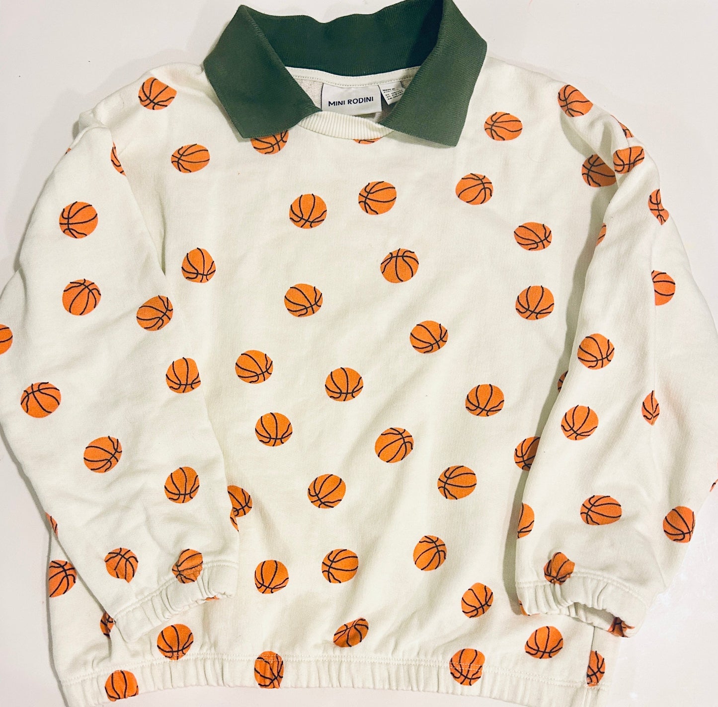 #15 *Reduced* Mini Rodini 7/8 Basketball Organic Cotton Polo Collar Sweatshirt