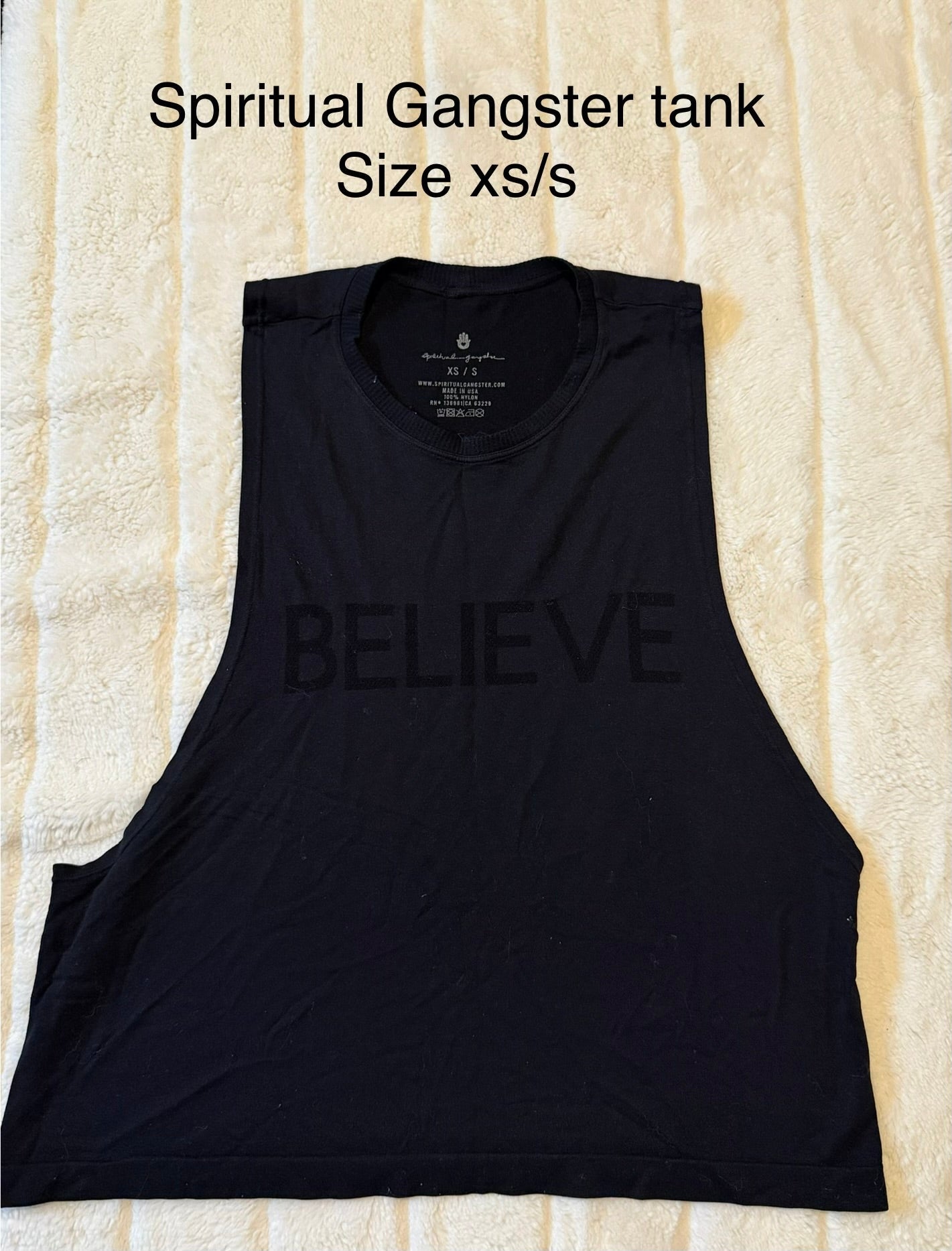 #56 REDUCED spiritual gangster black tank women’s xs/s