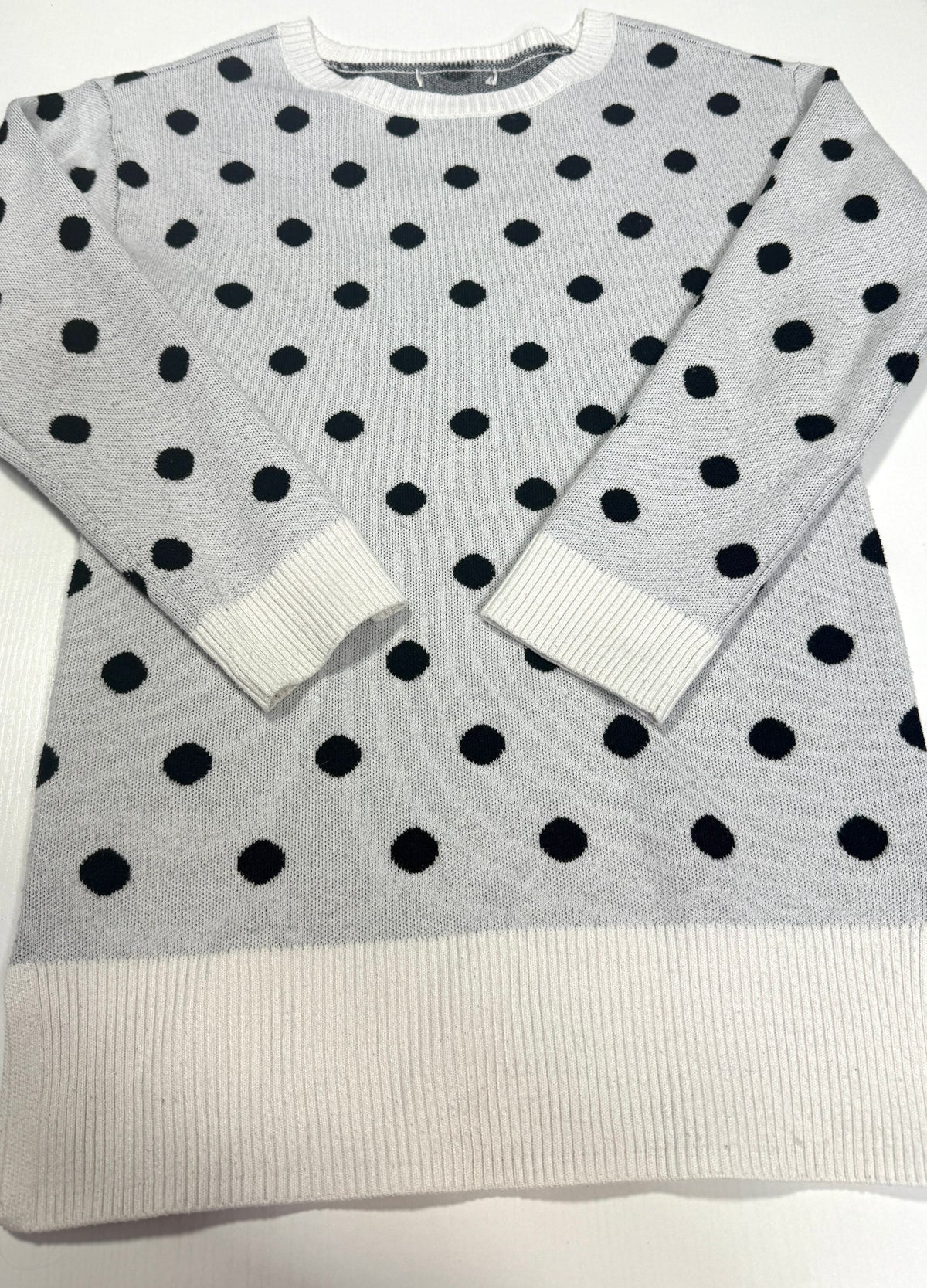 155 Girls Tunic Sweater Black/White Dots EUC - fits like a Large (tags cut out)