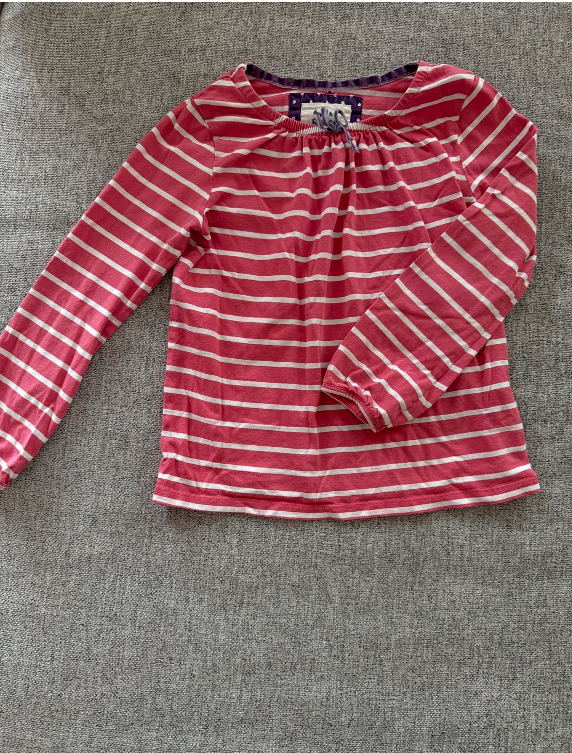 REDUCED # 92 girls Boden 3/4 t pink stripe lightweight top