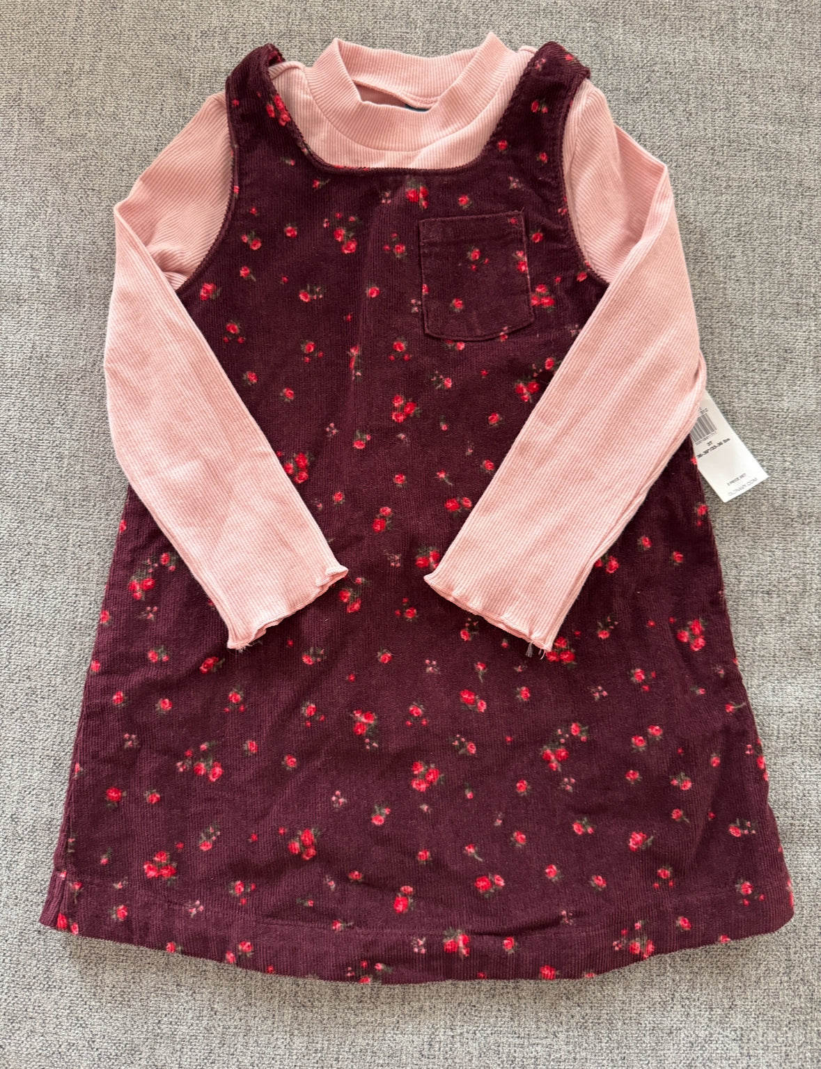 REDUCED # 92 girls 3 t NWT old navy pink maroon flower jumper dress and top set
