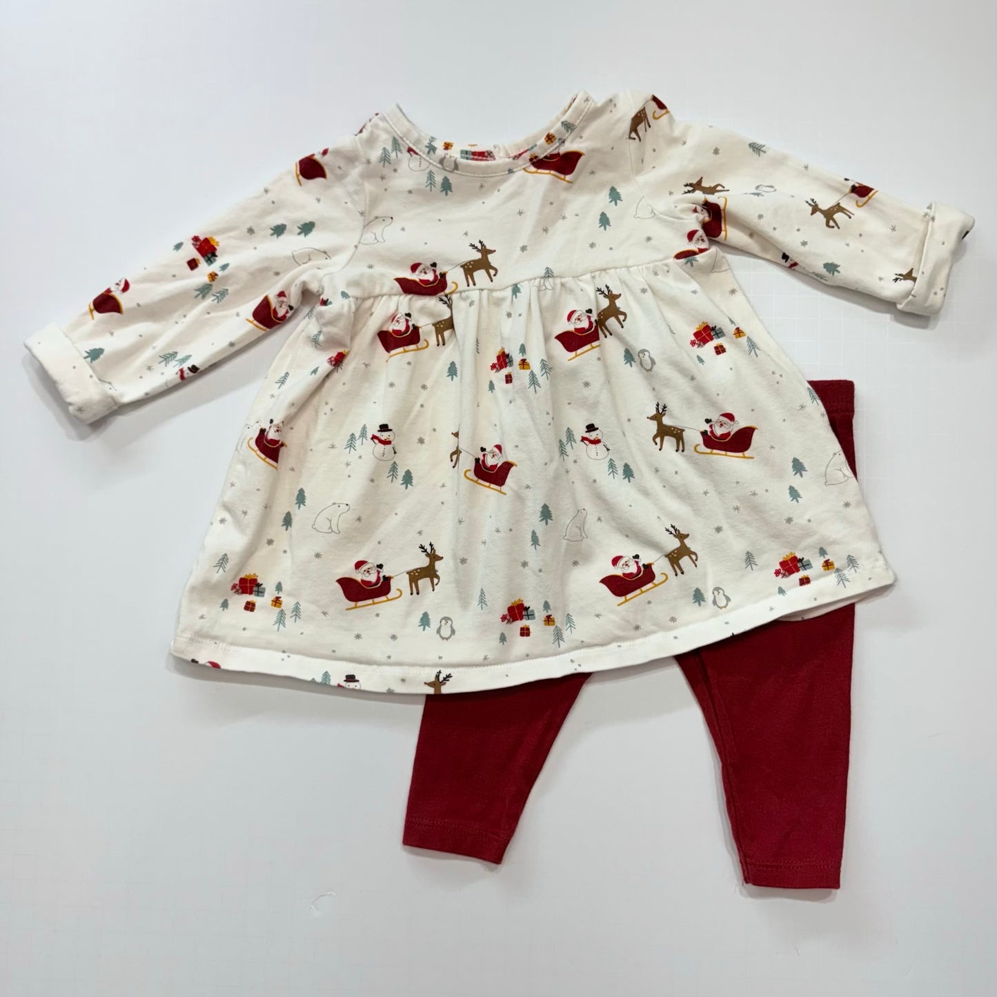Seller 189 Girls 6m Starting Out Santa Dress & Pants Set EUC