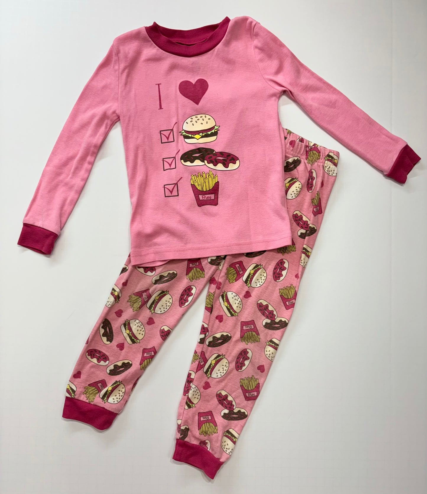 Seller 189 Girls 3T Kidgets Pink Fastfood Pajama Set GUC