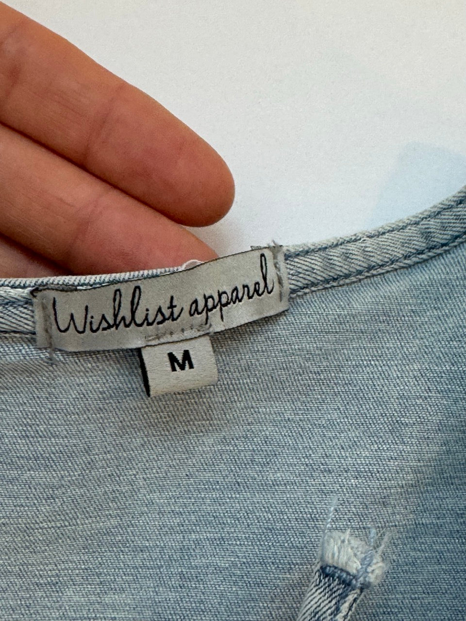 #82 Wishlist Apparel Denim Tie Front Blouse Size M