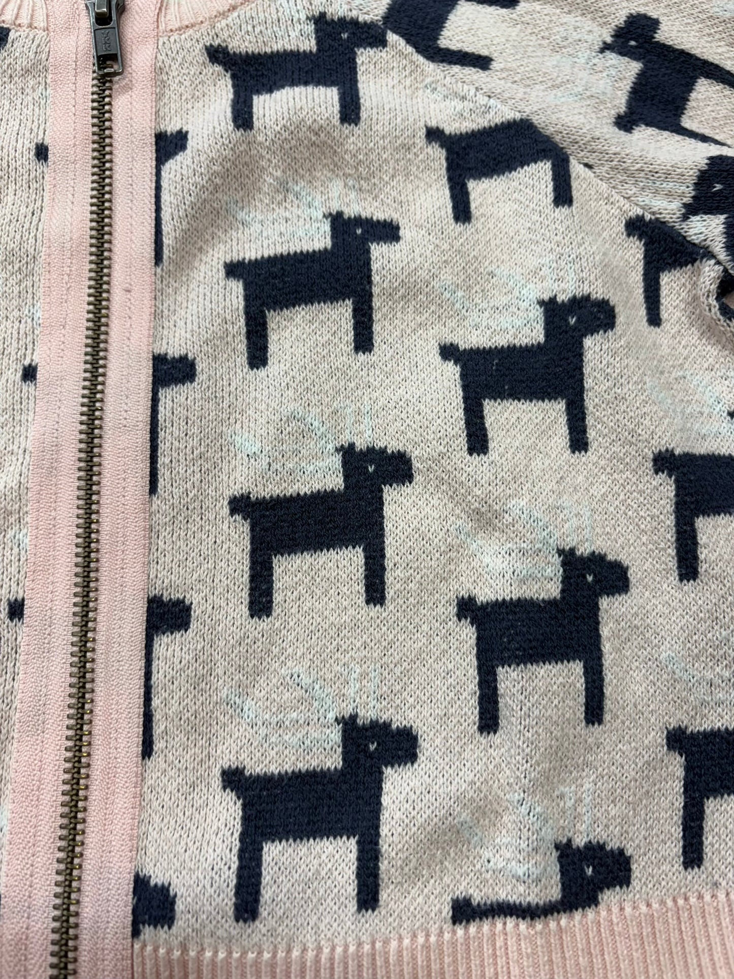 Seller 189 Girls 4-5 Tea Collection Pink Reindeer Zipper Cardigan VGUC