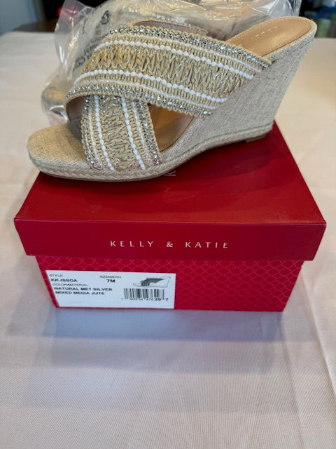 #84 Women's Kelly & Katie Size 7 Beaded Wedges. NIB
