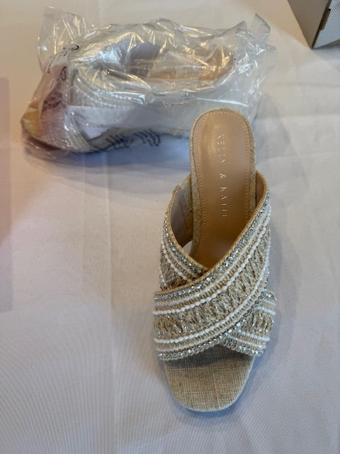 #84 Women's Kelly & Katie Size 7 Beaded Wedges. NIB
