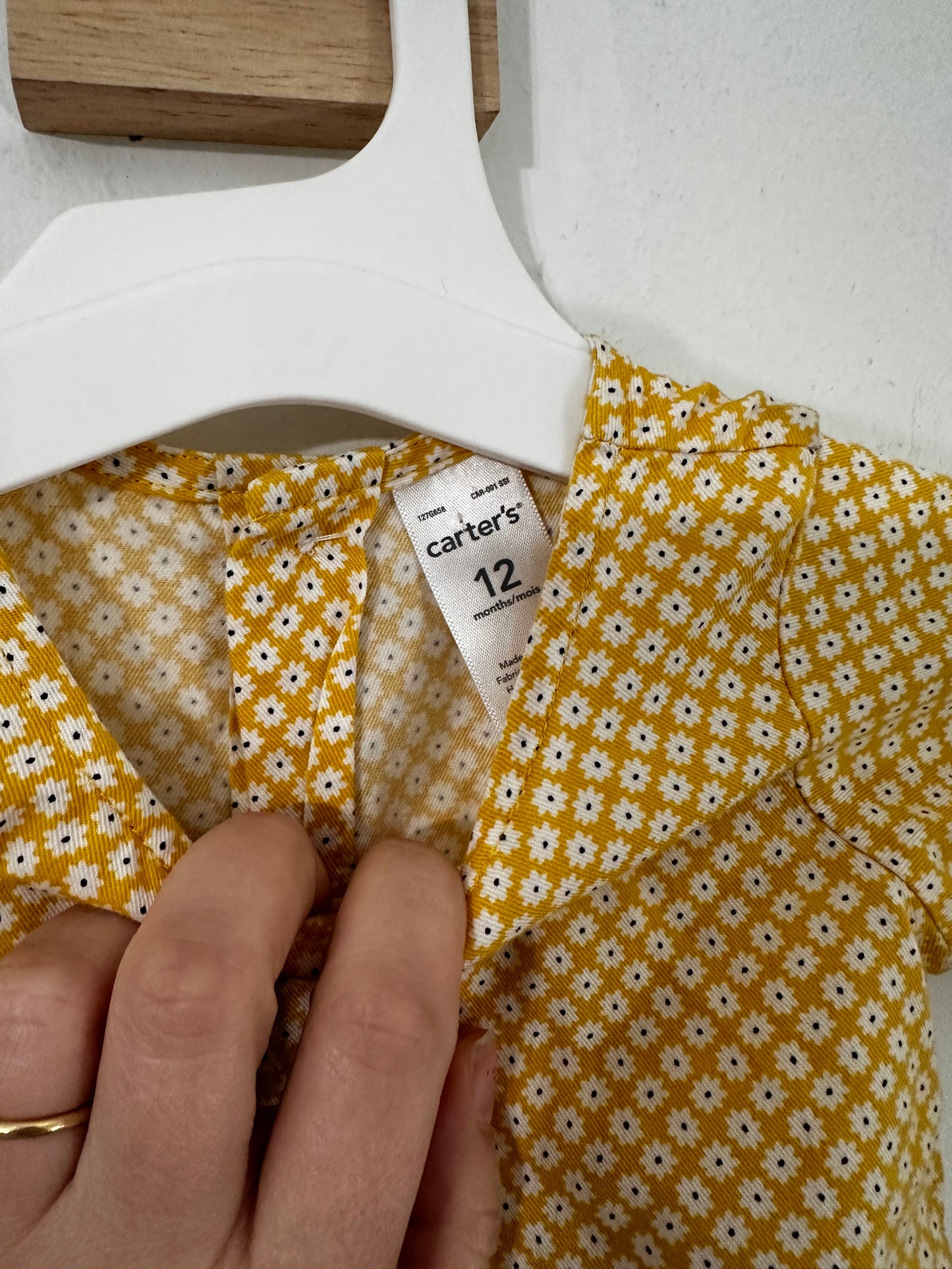 #111 Carters Girl Yellow Floral Dress 12 Months
