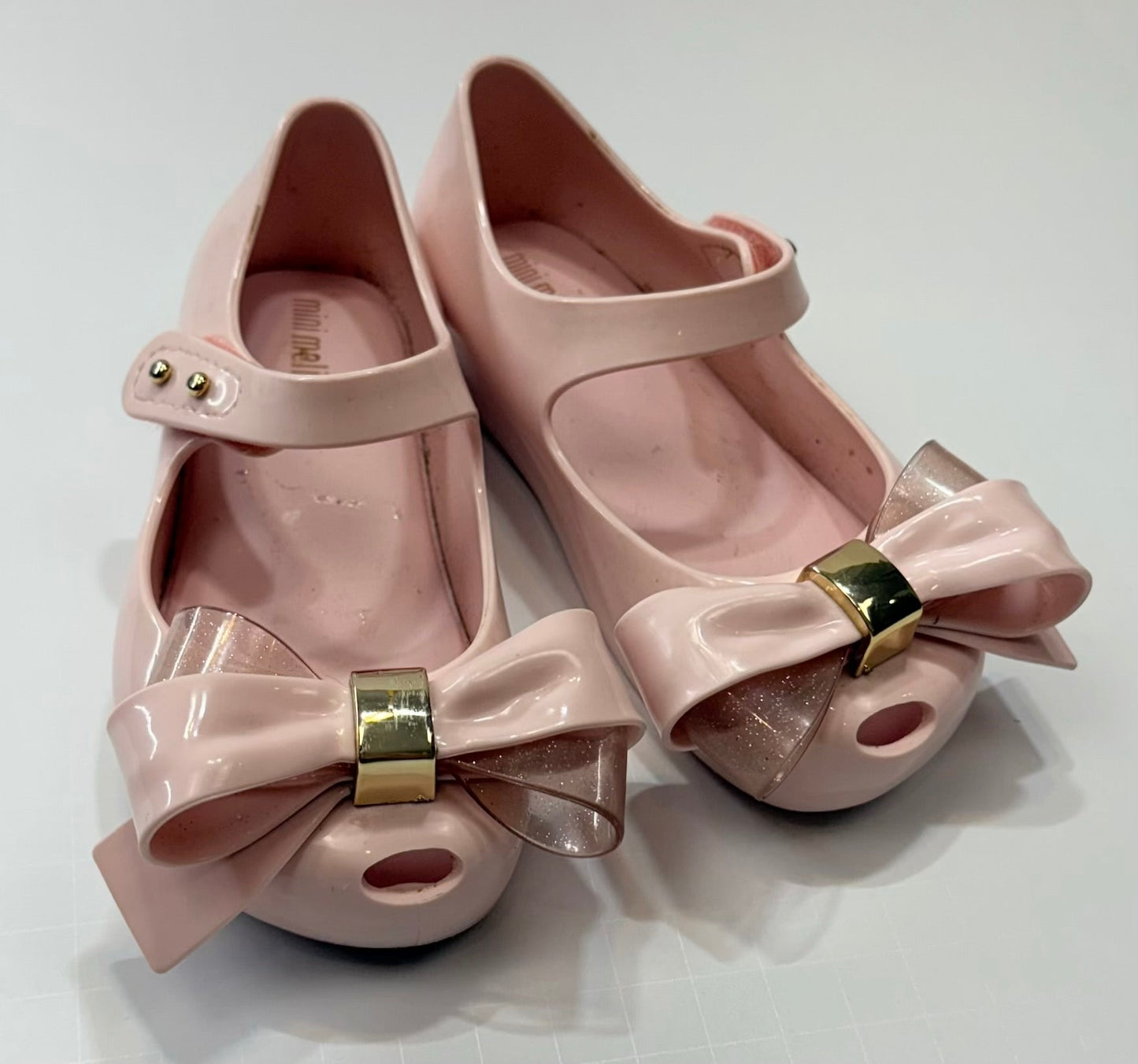 Seller 189 Girls Size 9 MIni Melissa Pink Ultragirl Sweet V Mary-Jane Flats EUC