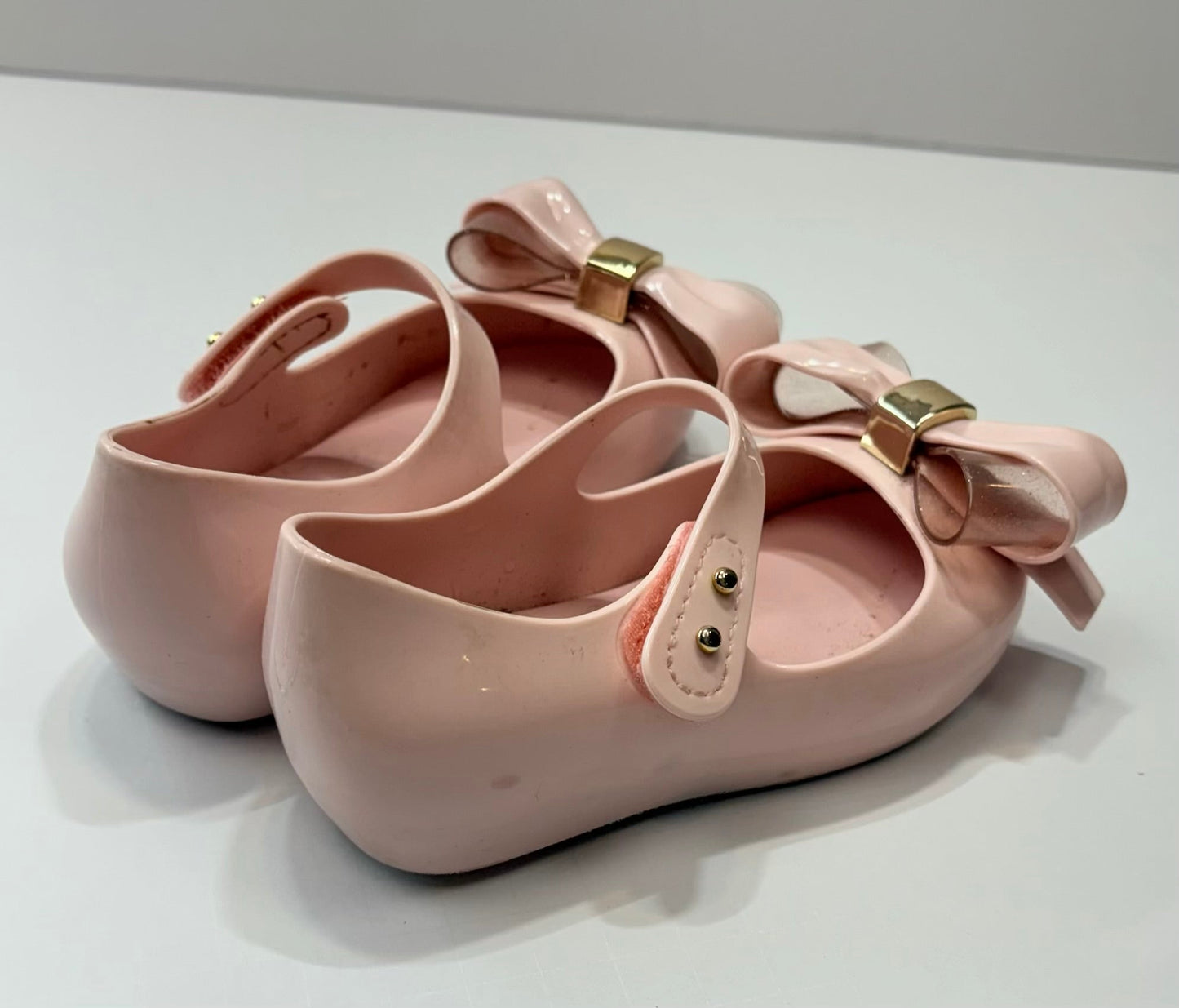 Seller 189 Girls Size 9 MIni Melissa Pink Ultragirl Sweet V Mary-Jane Flats EUC