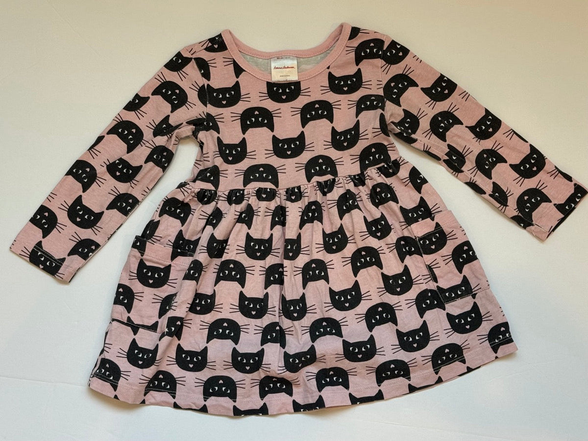 #82 Hanna Andersson Pink Cat Dress Girls Size 2T